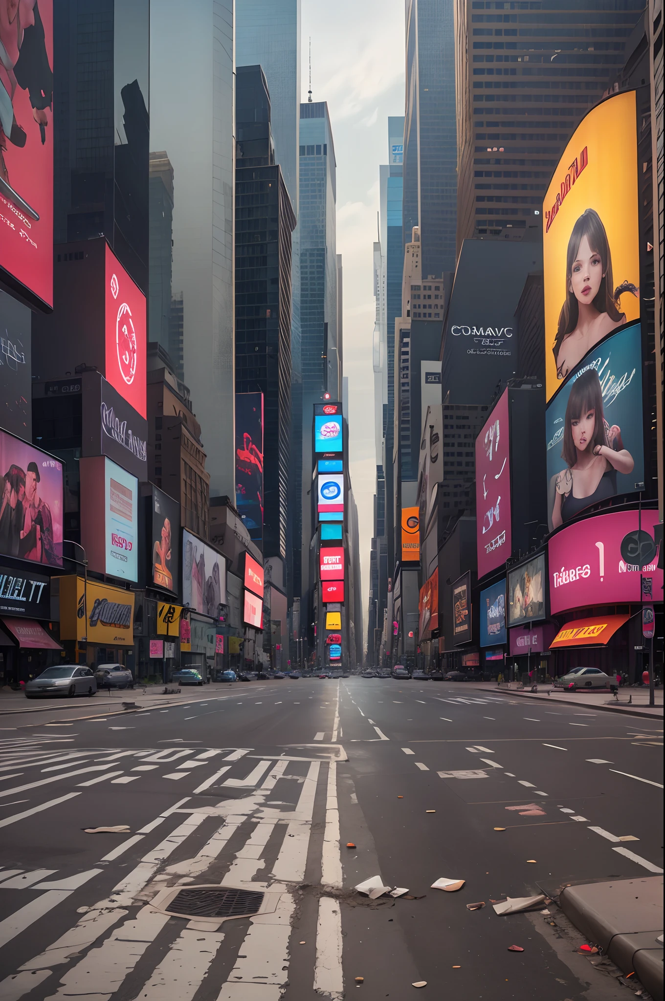 "Abandoned City: Times Square, New York" empty street