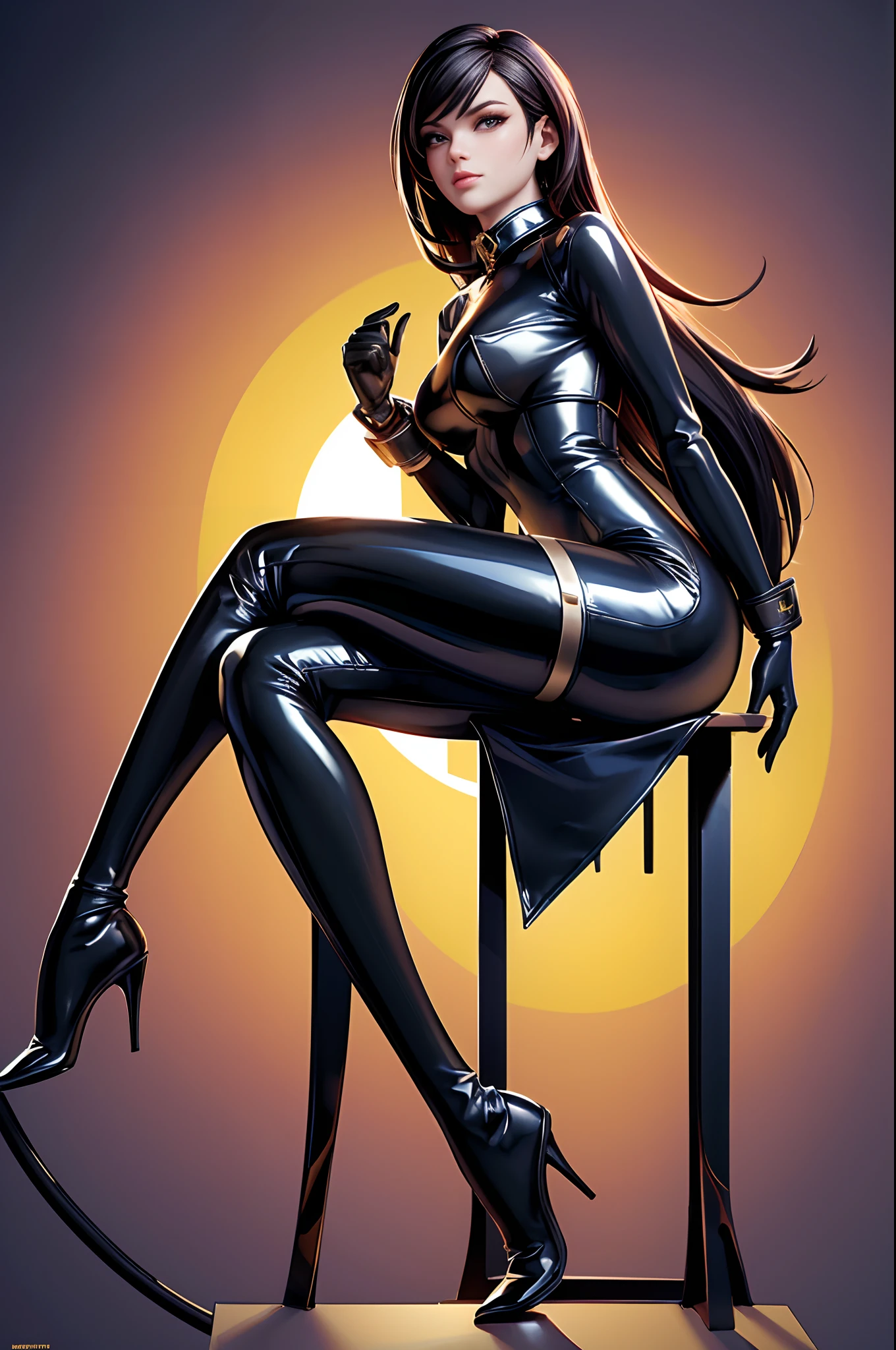 One young and beautiful woman,(Highest quality,Extremely detailed depiction,Incredibly absurd high resolution,Anatomically accurate depiction,A face with attention to detail, Eye for detail,Perfect body,Two curvaceous legs),(Glowing Skin,Shiny skin,Oilskin),Flower and willow woman,Navy blue party dress,Shiny black pantyhose,eyelash,eye shadow,eyeliner,mascara,Luxury accessories,Black high heels and shining purple eyes,(Slender and looking down:1.3),Crazy Eyes,Condescending expression,Glossy Lips,Sweat,whole body,background:Bedroom at night,From below:1.2