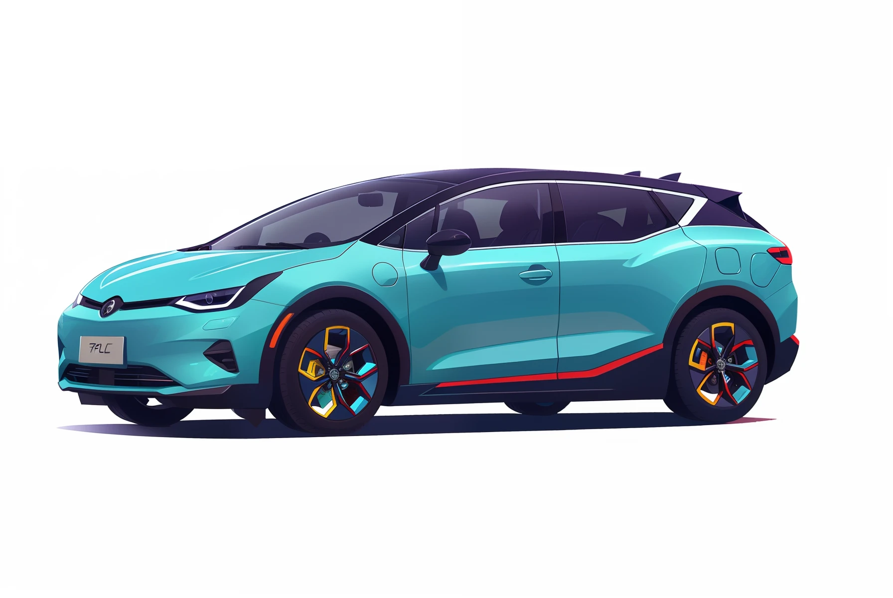 A car,Cool,sense of science and technology,Flat illustration style,Rich in color,scribbles
