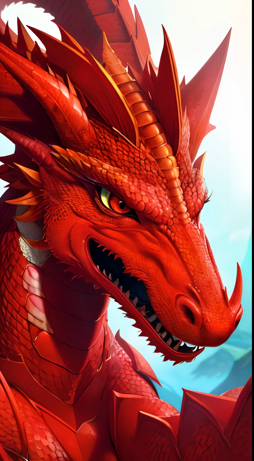 A closeup of a dragon with a red face and a long tail, dragon portrait, portrait of a dragon, soft delicate draconic features, a red dragon, red dragon, retrato