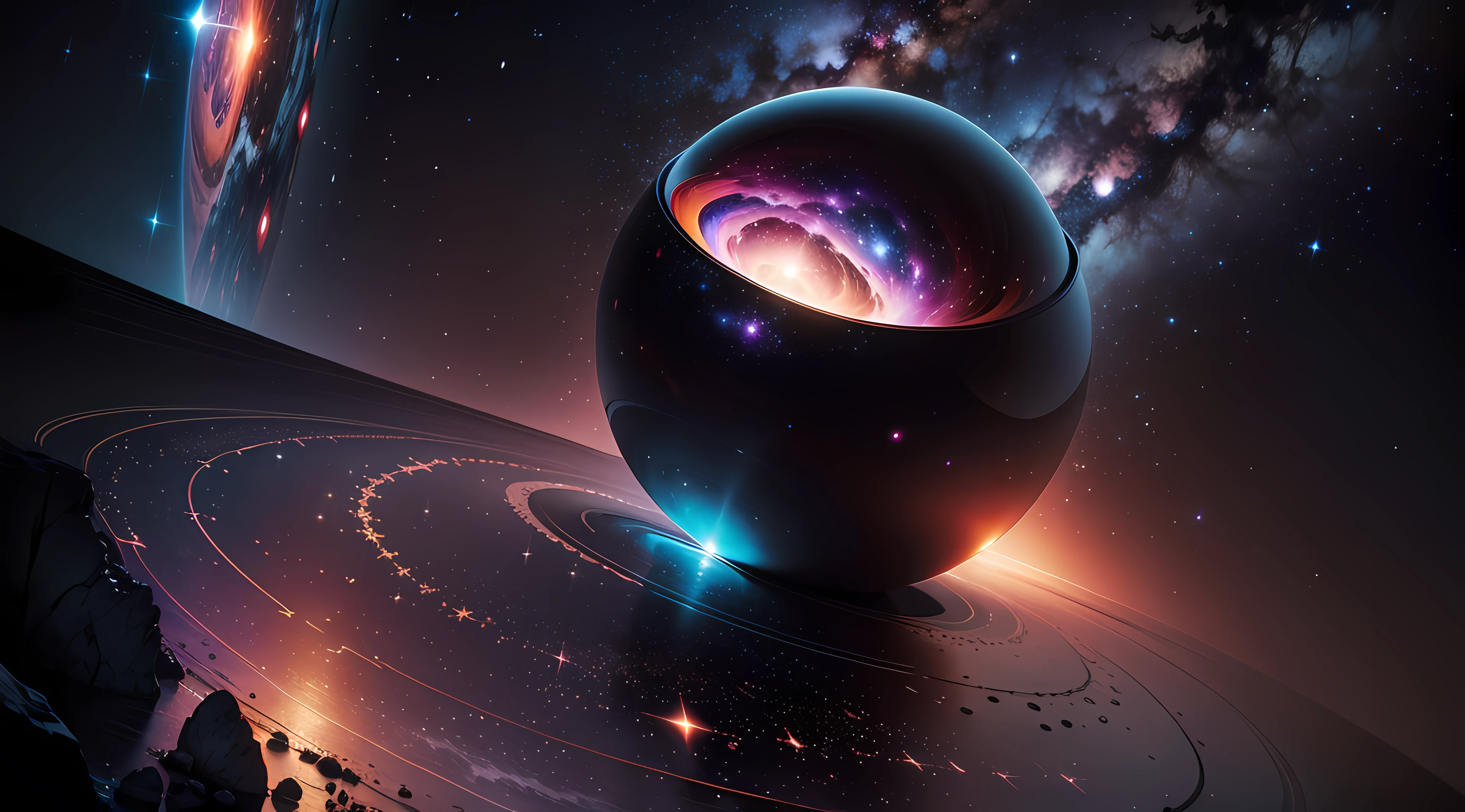 Por favor, Create a breathtaking surrealist image, portraying the cosmos with a magical touch. The scene is dominated by a magical black hole that exudes a mysterious and fascinating aura. The cosmic setting is full of rich and authentic details, com destaque para as cores vibrantes, brilho e sombras realistas.
The magic black hole is the focal point of the image, surrounded by a whirlwind of colors and intense lights. The contrast between the deep tones of the black hole and the bright colors of the stars and nebulae creates a unique and intriguing atmosphere. O brilho sutil e as sombras realistas acentuam a profundidade da cena.
The presence of many stars in the cosmic background adds a touch of majesty and grandeur to the image. Realistic textures are key to portraying both the black hole and the celestial elements in stunning detail. Depth of field is used to highlight the black hole, maintaining the beauty of the stellar scenery.
The image is a true masterpiece, Capturing the magical essence of the cosmos. The magical black hole is depicted realistically, but with a touch of wonder that makes it unique. A imagem evoca um sentimento majestoso e aconchegante ao mesmo tempo.
Por favor, Use advanced rendering techniques, como o Octane Render, To achieve the desired quality. A imagem deve ser UHD ou 8K, allowing every detail of the scene to be enjoyed in all its glory