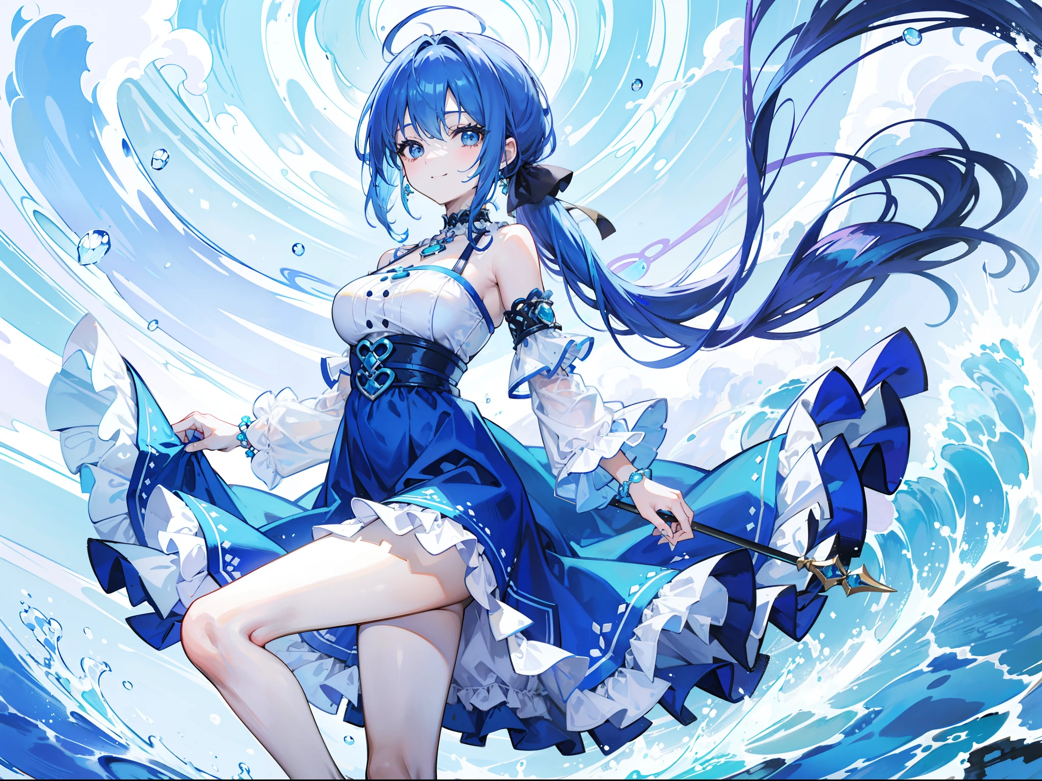 Let her be an anime girl similar to Suguha, only with blue locks, somewhat lo-fi style.