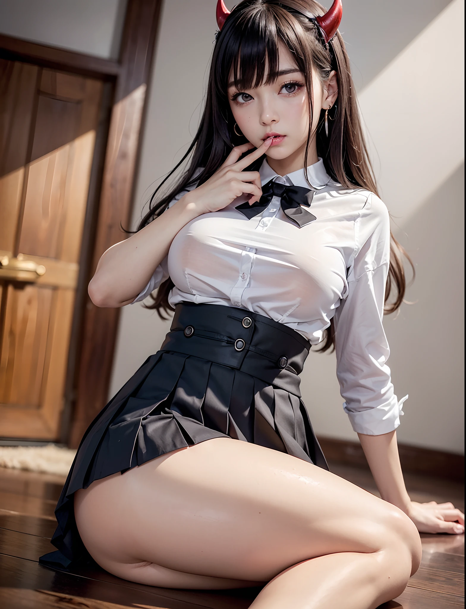 NSFW、emphasis on the buttocks、、Shooting from a low position, Pubic hair is visible、Shot alone、((((Very beautiful pubic area ))))、((((Beautiful age girl))))Perfect Style、Show your big butt to the camera、Large open legs 、A seductive anime girl、Seductive beautiful anime woman、Anime girl cosplay、Adorable anime girl、Beautiful anime girl、beautifull asian girl ever、Perfect girl、goddess of Japan、 、Surreal anime、、best qualtiy、masterpiece、illustratio、extremely delicate and beautiful、ighly detailed、 nffsw, 8k wallpaper, magnifica, Attention to detail, masterpiece, top-quality, art by, AJC 8k wallpapers are very detailed, huge filesize, ultra-detailliert, hight resolution, The ultra -The high-definition, ighly detailed, beautiful girl details, Eyes and face very detailed, beatiful detailed eyes, (Raw photography、top-quality), (realisitic, photorealisim:1.3), full body Esbian, Light on the Face, (brown haired: 1.3), chubby breasts, 、Loose beautiful hair、(Swollen eyes)、(K-pop idols))、(enticing)、bangss、(Sexy pose in front of camera)))、Dark eyeliner、long eyeslashes、erotick、fringe、small earring、Small necklace、((((Small Devil))))、(((school uniform,very short pleated miniskirt)))、(Sweaty white skin)、((very Bigger breasts))))、(decolletage))))、((((Big ass))))、a miniskirt、Obscene 、seductiv、sexual、It's wet、Very clean skin、long and beautiful legs、(Photorealsitic: 1.4), Nice detailed eyes, heavy eye makeup、seductiv