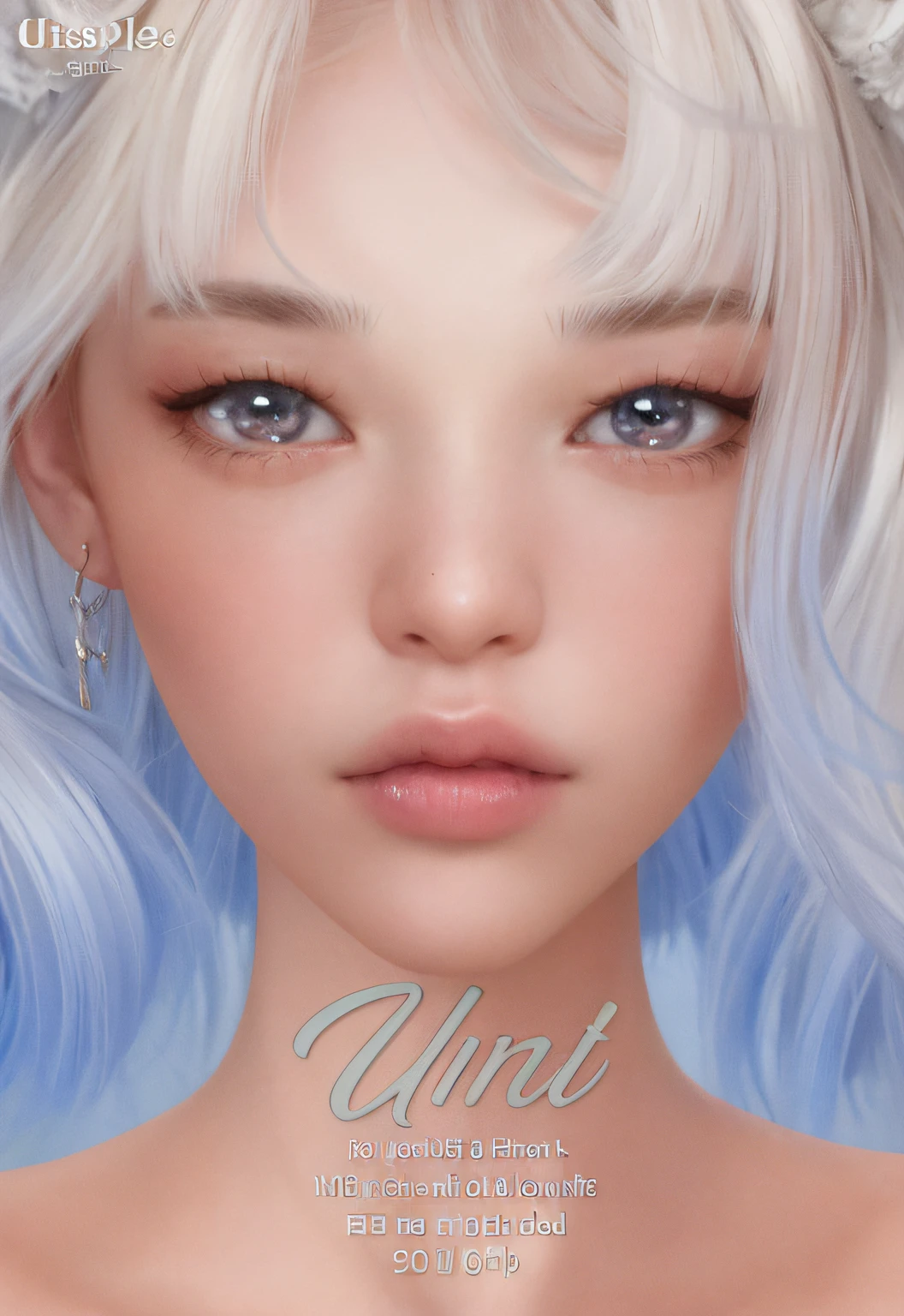 There is a girl with long blonde hair and pink makeup, kawaii retrato realista, wlop pele brilhante, inspirado em Sim Sa-jeong, com o rosto muito detalhado, rosto detalhado real, IMVU, rosto rosa brilhante, detailed face of a asian girl, pintura digital brilhante, rosto realista detalhado, Rosto detalhado ), Arte no estilo de Guweiz