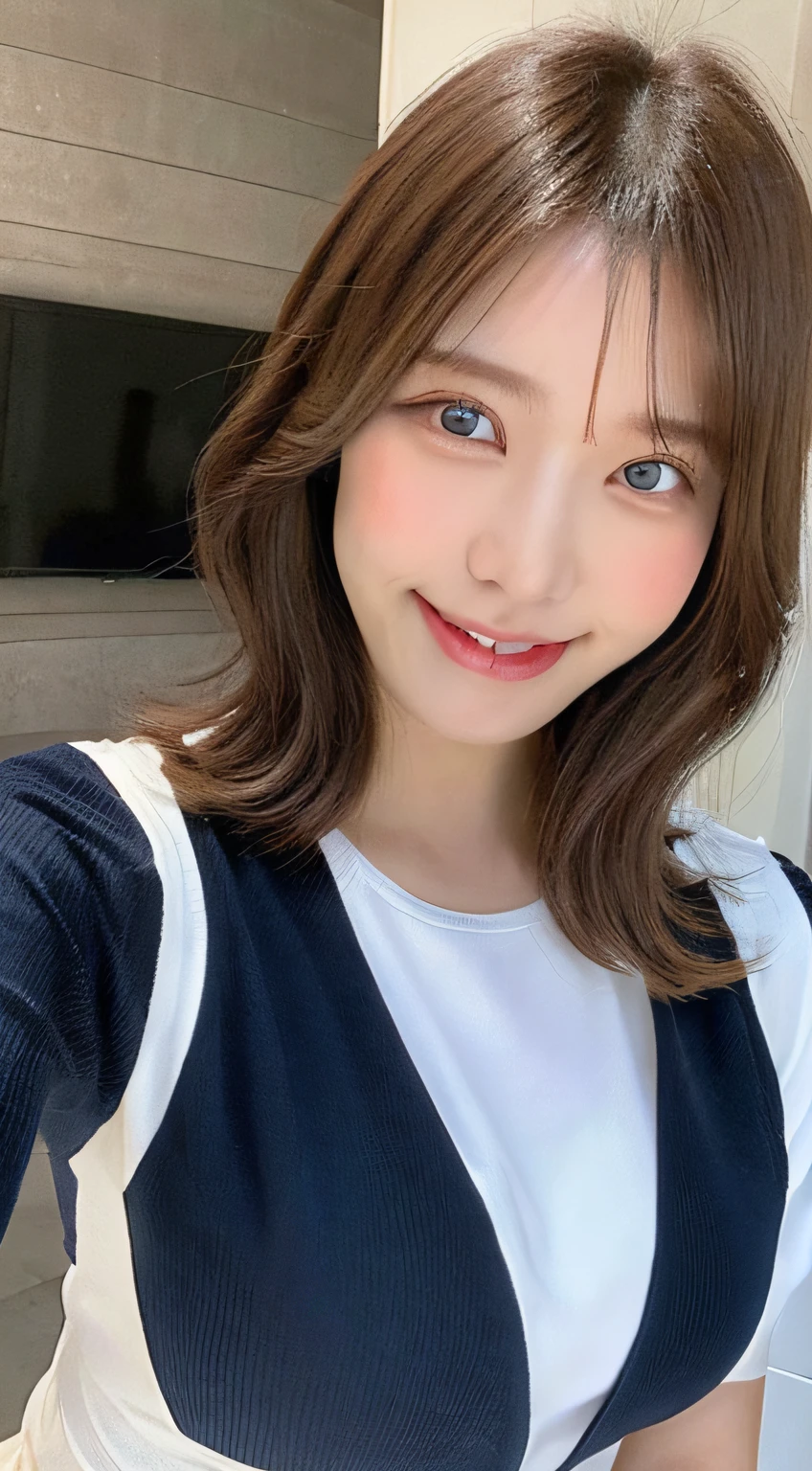(top-quality、8K、masterpiece:1.3)、Beautiful Women in Perfect Figure:1.4、light brown hair、Spanning Harley-Davidson、full body Esbian、I'm wearing a cool rider suit、de pele branca、By the river、extremely detailed face and skin、A detailed eye、二重まぶた、Colossal tits、A smile