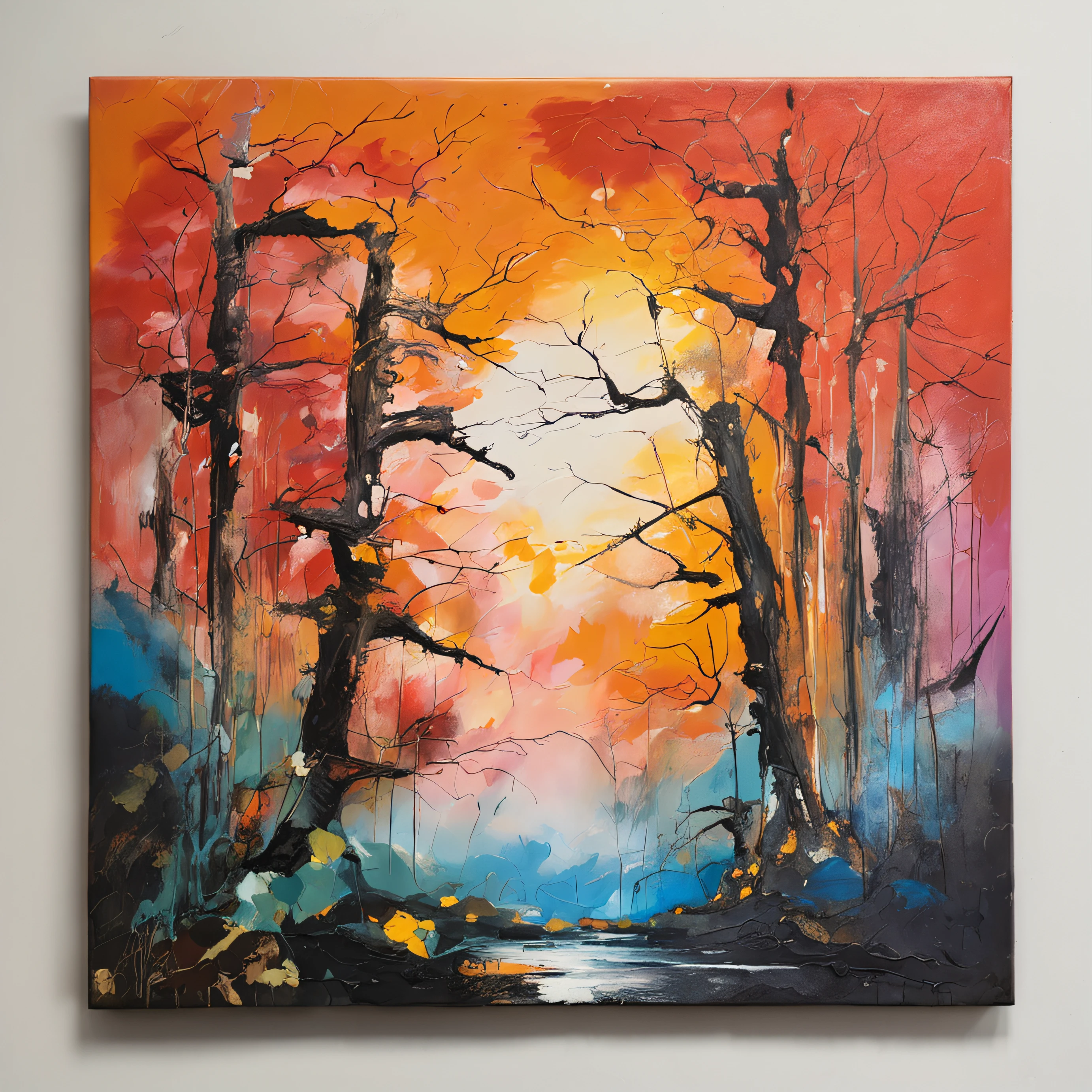 Intricate painting details of Japanese forests, By range Murata, galaxy in background, Clouds, vivd colour, High contrast, Mountain, vector line art, orange highlights, trending in pixiv, anime concept art, Stick, Mattire, high high quality, Edge to edge, Sanskrit