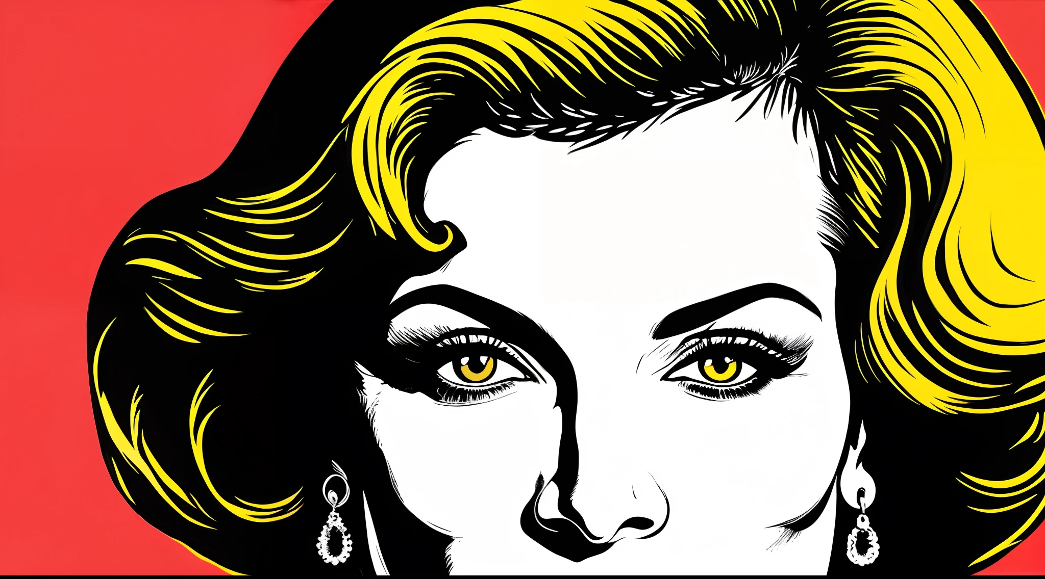 altamente detalhado, belo retrato (caricatural) uma mulher de expressoes sombrias, cinematic lighthing, Dramatic black and white lighting, illustration by vector_arte, oil-painting, acrylic painting, CGSetnation, Artee station, (Hiper-realismo), (renderizado), artee de Greg Rutkowski e Frank Frazetta, Artee station, pintura com cores vivas, Alto contraste, hiper-realismo, fotografia de retrato fotorrealista detalhada, fundo branco, ((artee de linha detalhada)), hand-drawn digital painting, Estilo de artee de Andy Warhol