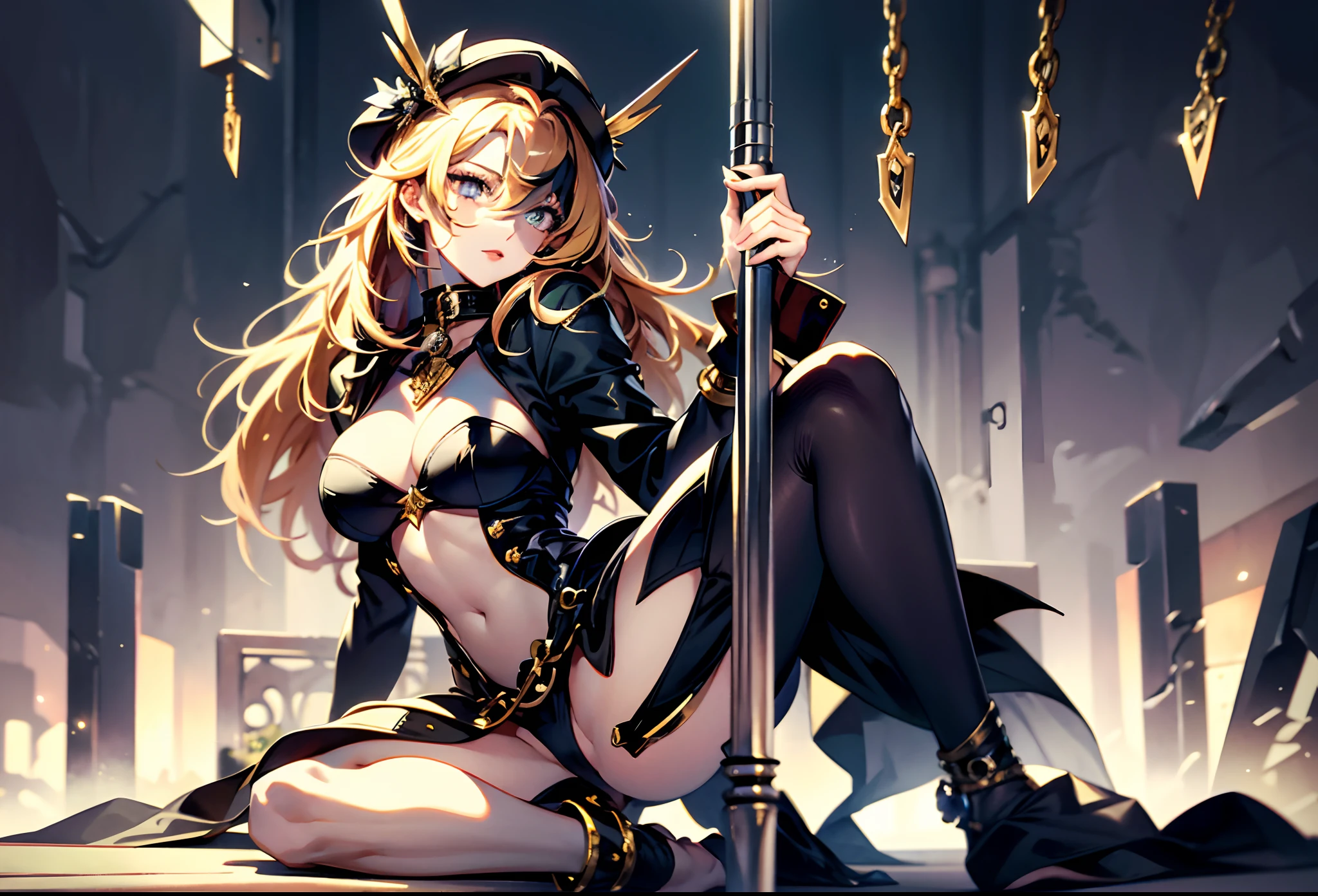best qualityer,tmasterpiece,Ultimate resolution,downy,Extremely colorful,mature pretty woman,(guillotine,behead)(Kneeling pose)(Point at you with your ass),solo person,Upper body nudity,Beauty severed head,Normal posture,Redlip,shackle,guillotine,behead,Collar,handcuff,Anklets,Normal posture