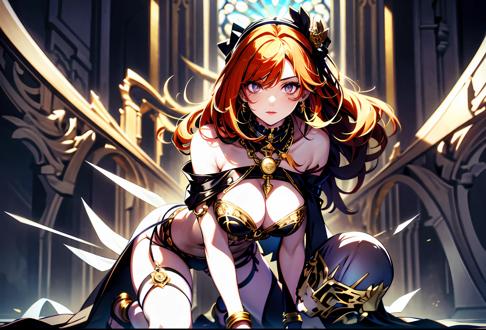 best qualityer,tmasterpiece,Ultimate resolution,downy,Extremely colorful,mature pretty woman,(guillotine,behead)(Kneeling pose)(Point at you with your ass),solo person,Upper body nudity,Beauty severed head,Normal posture,Redlip,shackle,guillotine,behead,Collar,handcuff,Anklets,Normal posture