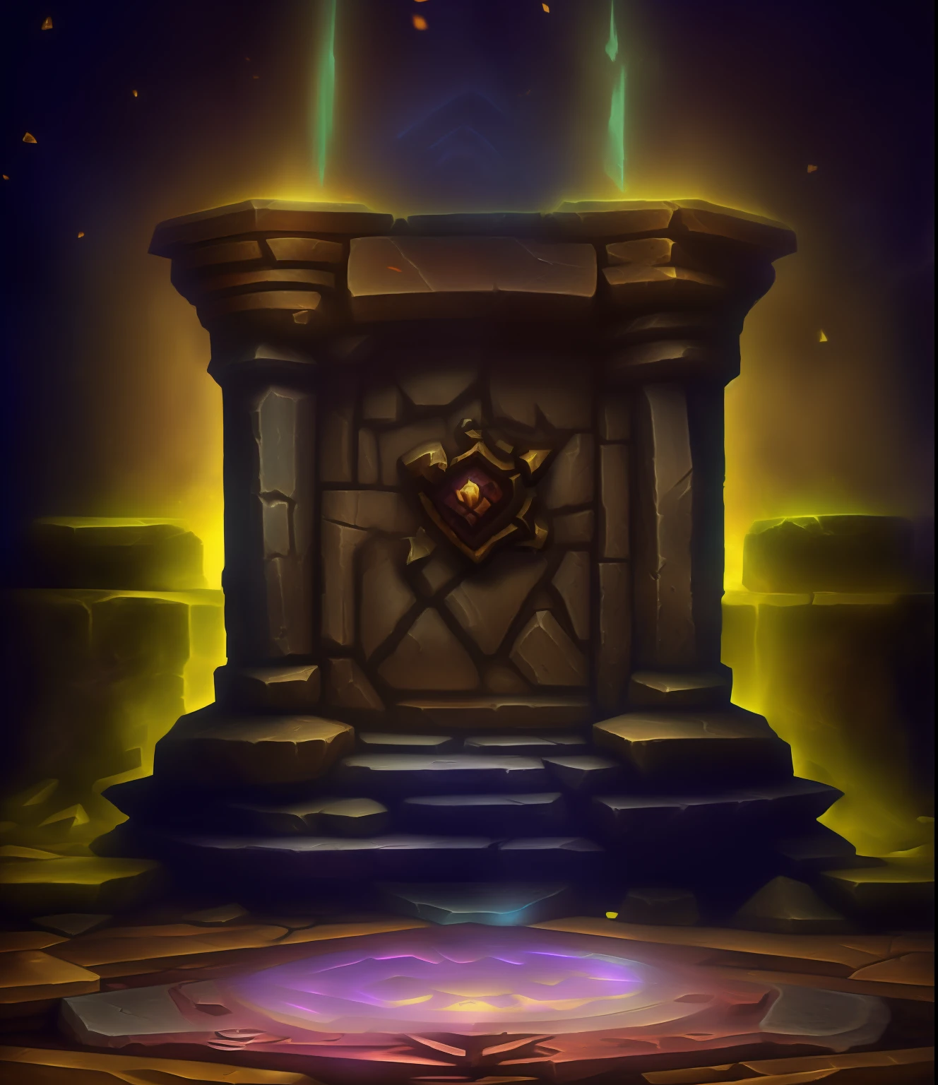 There is a small stone structure,There is a light at the top, odin's stone arena background, heartstone original art style, Blizzard Hearthstone concept art, arena background, dungeon background, arte de fundo, hearthstone art style, 8k hd wallpaperjpeg artifact, 8k hd wallpaperjpeg artifact, hearthstone concept art, hearthstone art style, Hearthstone card art