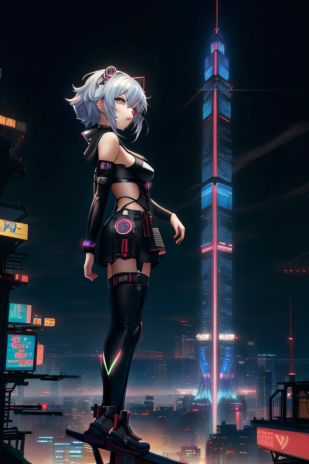 Woman in short dress standing on city shelf, Cyberpunk Anime Girl, anime cyberpunk art, Digital Cyberpunk Anime Art, digital cyberpunk - anime art, cyberpunk anime art, female cyberpunk anime girl, anime cyberpunk, modern cyberpunk anime, in the cyberpunk city, cyberpunk art style, Cyberpunk Girl, Cyberpunk anime girl mecha, best anime 4k konachan wallpaper