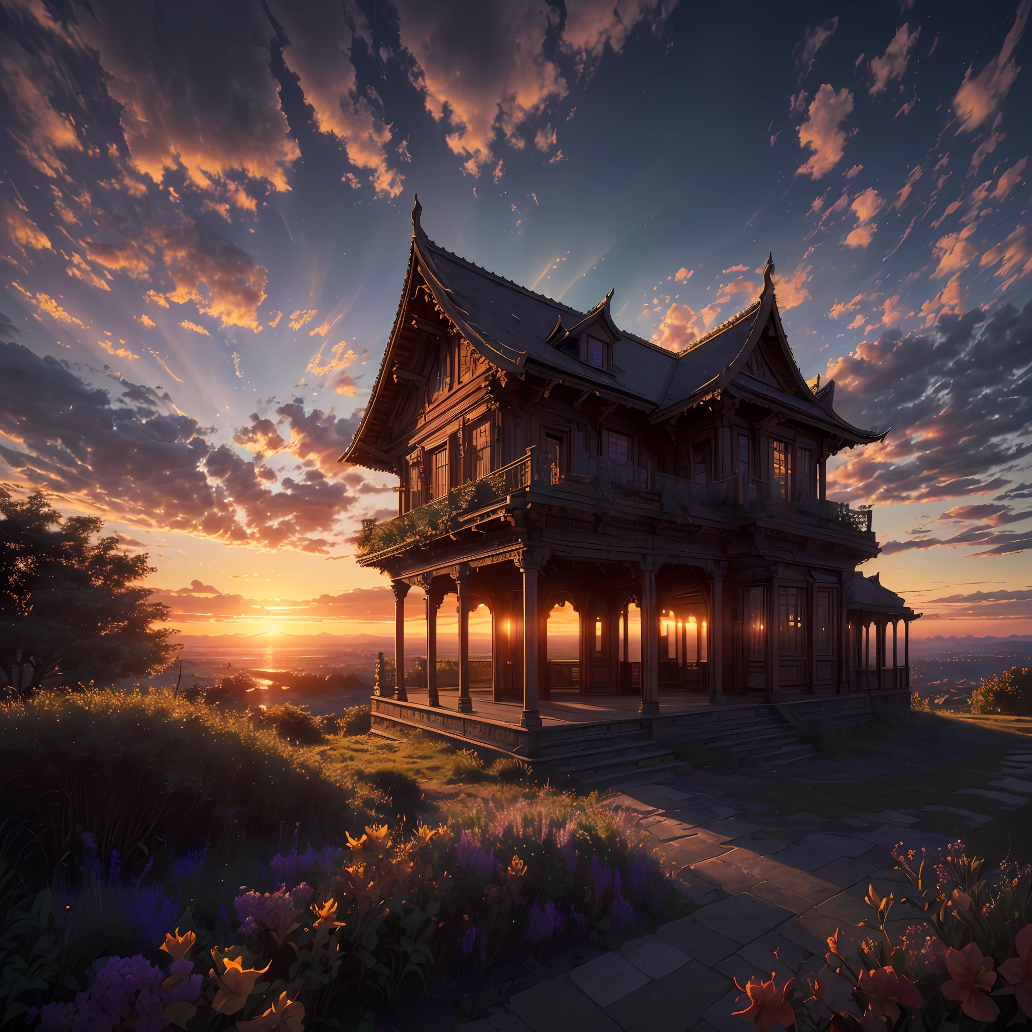 highres, imagination, (realistic), clear skies, composition, sunset, (hdr:1.5), outdoors, intricate details,