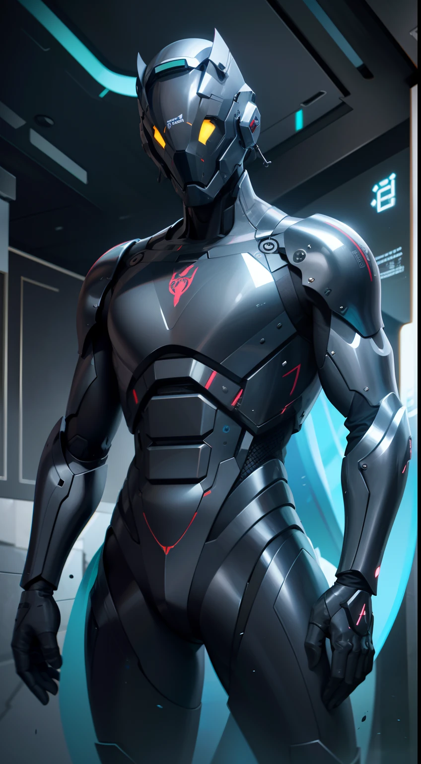 Cavaleiro coruja, guarda espacial, homem alto com ombros largos, using technological armor, Cyberpunk, scientific fiction, arte conceitual, Cinematic lighting, motion blur, character chart, cowboy shot, F/1.2, 35 mm, Hasselblad, anatomicamente correto, Super Detalhe, Detalhes altos, alta qualidade, best quality, 8k