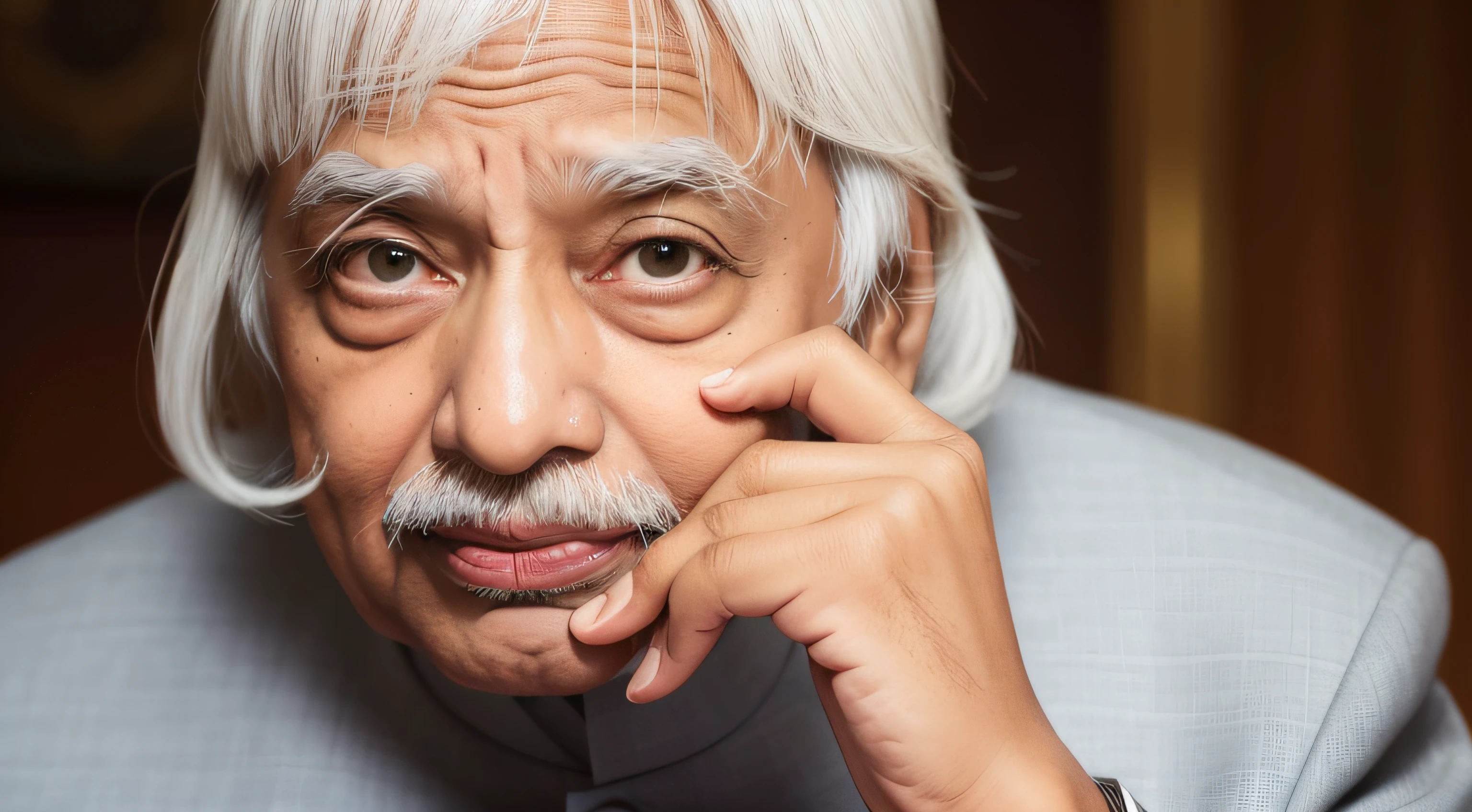 APJ Abdul Kalam with his hand on his mouth