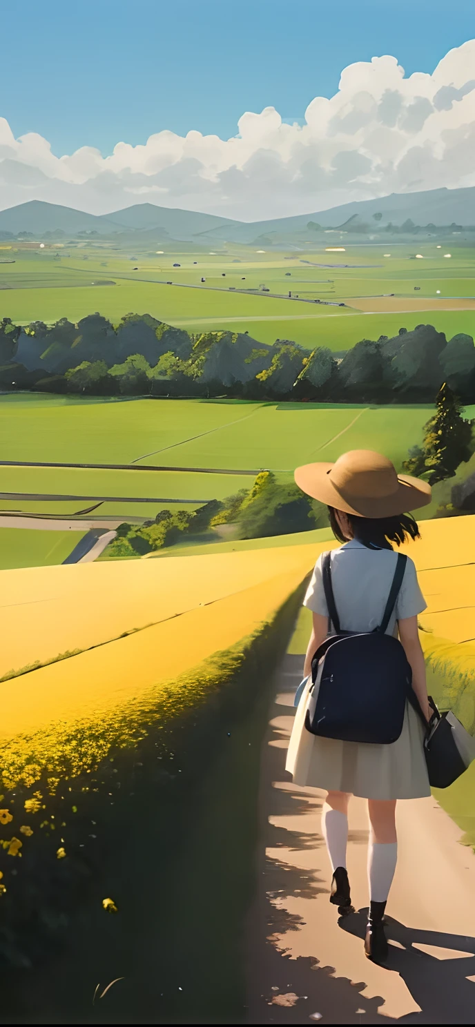 Faraway view，blue-sky，heal，grass field