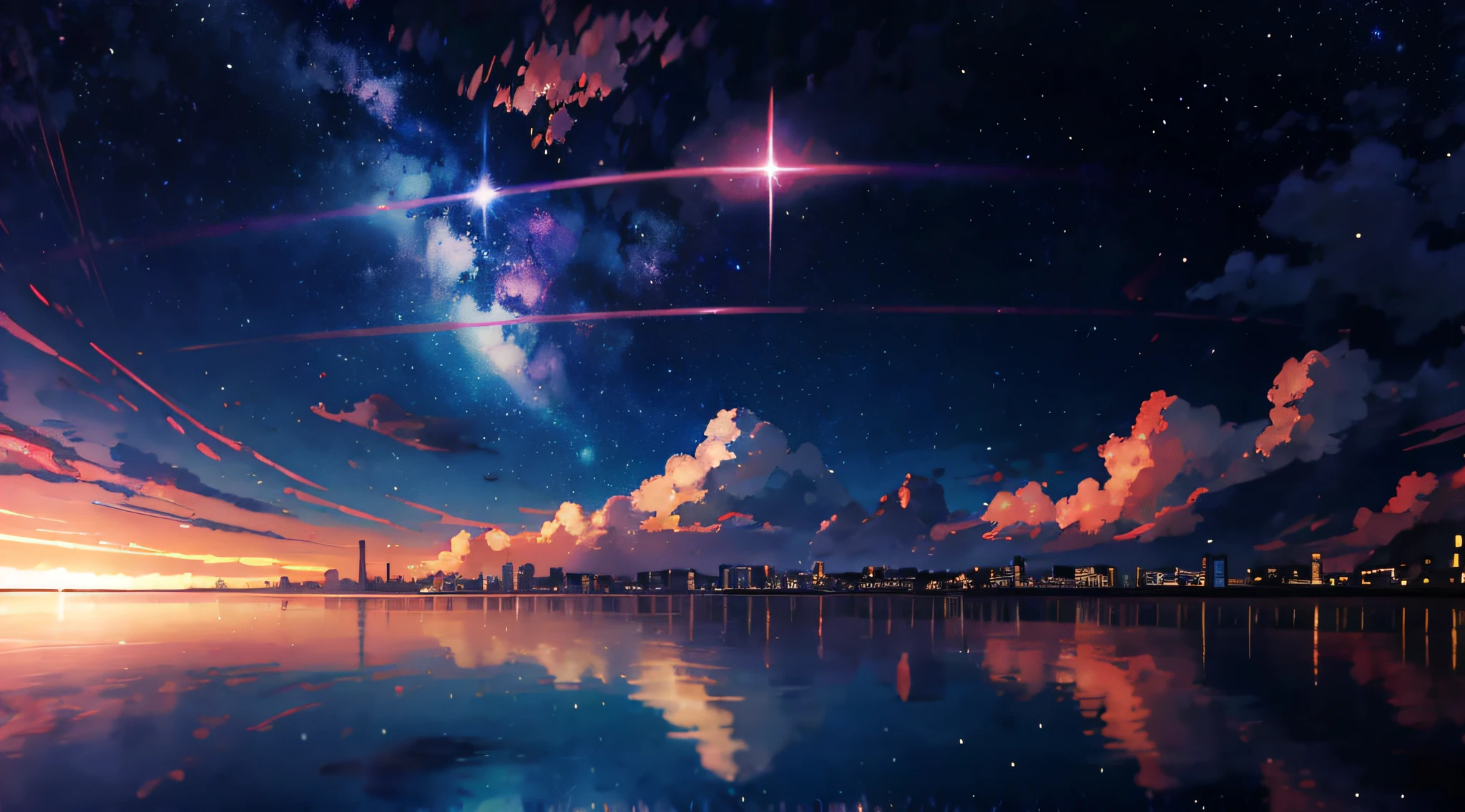 Instant perception of English characters and characters,Instant perception of English characters and characters,Uma viagem pelo misterioso universo,Dreamy starry sky、Planetary and outer space decoration,Na arte do anime de Makoto Shinkai,360-degree panoramic view。Beautiful skies and stars await you,Use Stable Broadcast to generate 4K/anime wallpaper 8K,Take you to the mysterious world of anime。