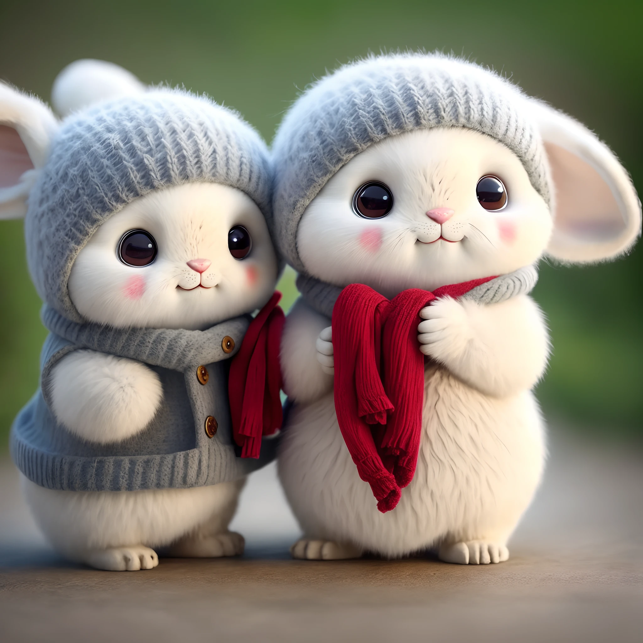 :3. Rabbit, realistic, hairy, clothed animal, apple, bear, teak, cherry, food, fruit, full body, hat, non-human, strawberry, tomato, watermelon