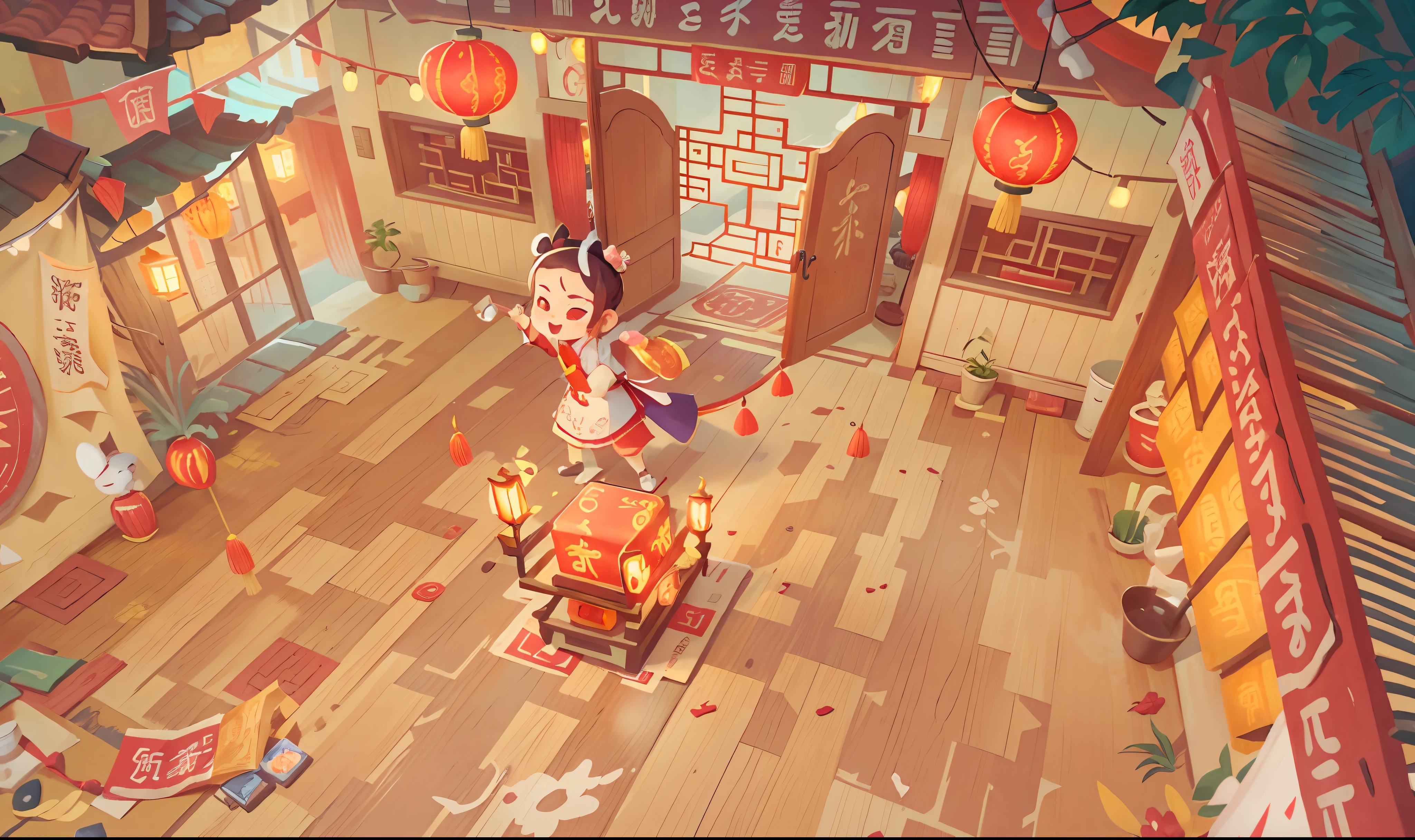 Spring Festival night,Chinese Ancient Times,torches,lanterns,jubilation,Perfect quality,Clear focus(Clutter - home:0.8), (tmasterpiece:1.2) (realisticlying:1.2) (bokeh) (best qualtiy) (detailedskin:1.3) (complexdetails) (8K) (detailedeyes) (Sharp focus),(having fun)