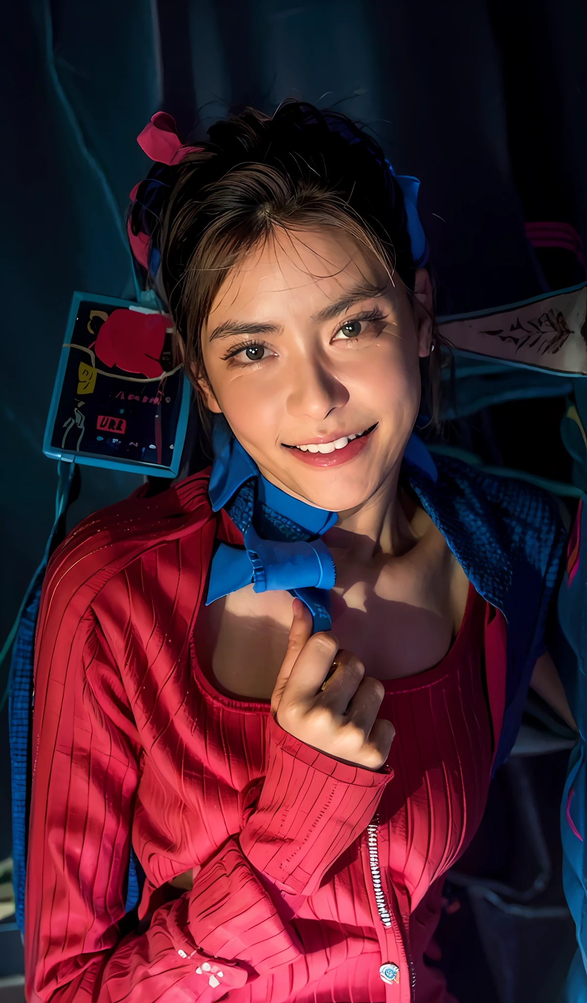 arafed man in a pink shirt and blue tie posing for a picture, with a beautifull smile, with accurate face, friedly smile, around 1 9 years old, with lovely look, with kind face, selfie photo, with a happy expression, ayan nag, good looking face, lovely smile, candid picture, very very low quality picture, front profile!!!!
