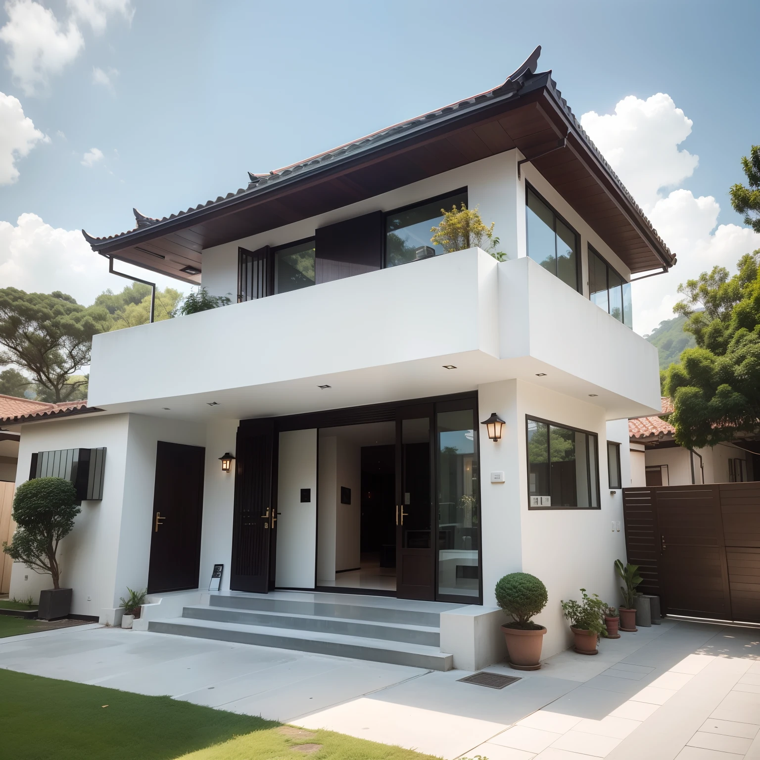 Casa moderna em China com porcelanato calacata na fachada