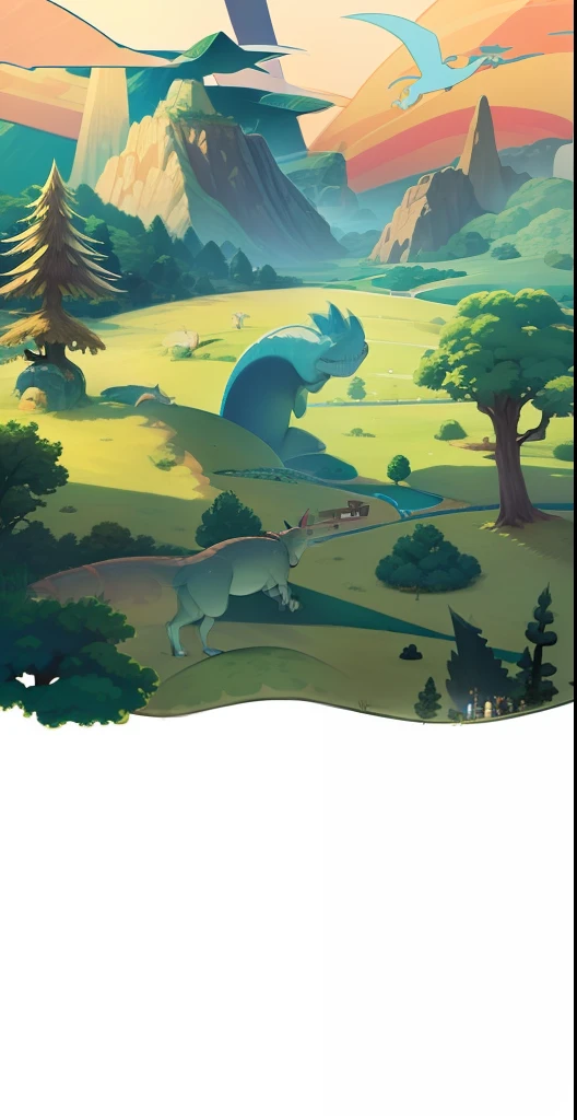 illustration，Cartoon drawing，Flat style illustration，Children's drawing，adolable，intriguing，Cute dragon，dinosaurs，A plant，The tree，big trees，Small tree，Age of Dinosaurs，Prehistoric giant tree，Prehistoric behemoths，Rich composition，A variety of dinosaurs，Ecological diversity，Rich environment，over distances，group portraits，Natural grassland，volcanoes，sunraise，Landscape coloring page with flora and fauna, Radiant，epic，Magnificent，Chao yang， coloring book page, colouring - in sheet, Coloring book outline, coloring page, full page illustration, line art colouring page, full page illustration, coloring page, coloring page, Detailed 2D illustration, clean coloring book page, coloring page, “a dinosaur market, detailed digital illustration, Official illustration, cartoon style, 3D, 8k, HDR, high definition, cinematic grain，SENSE OF CINEMA，Paramount，dreamworks，Disney，by Pixar，Animated Movies