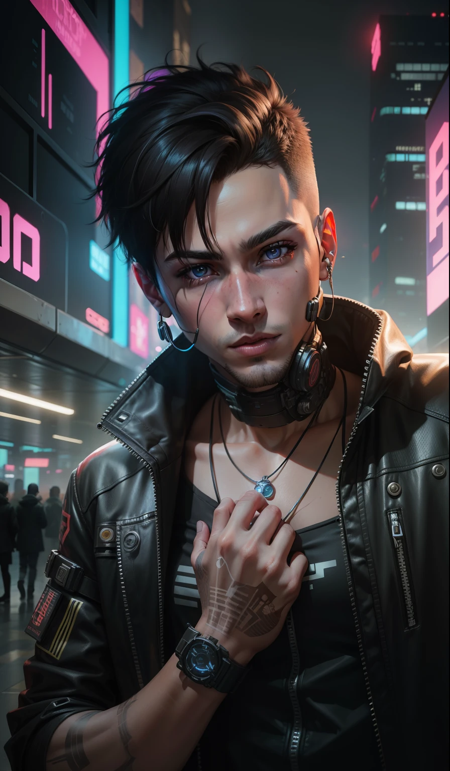 cyberpunk hendsome boy. realistic face.