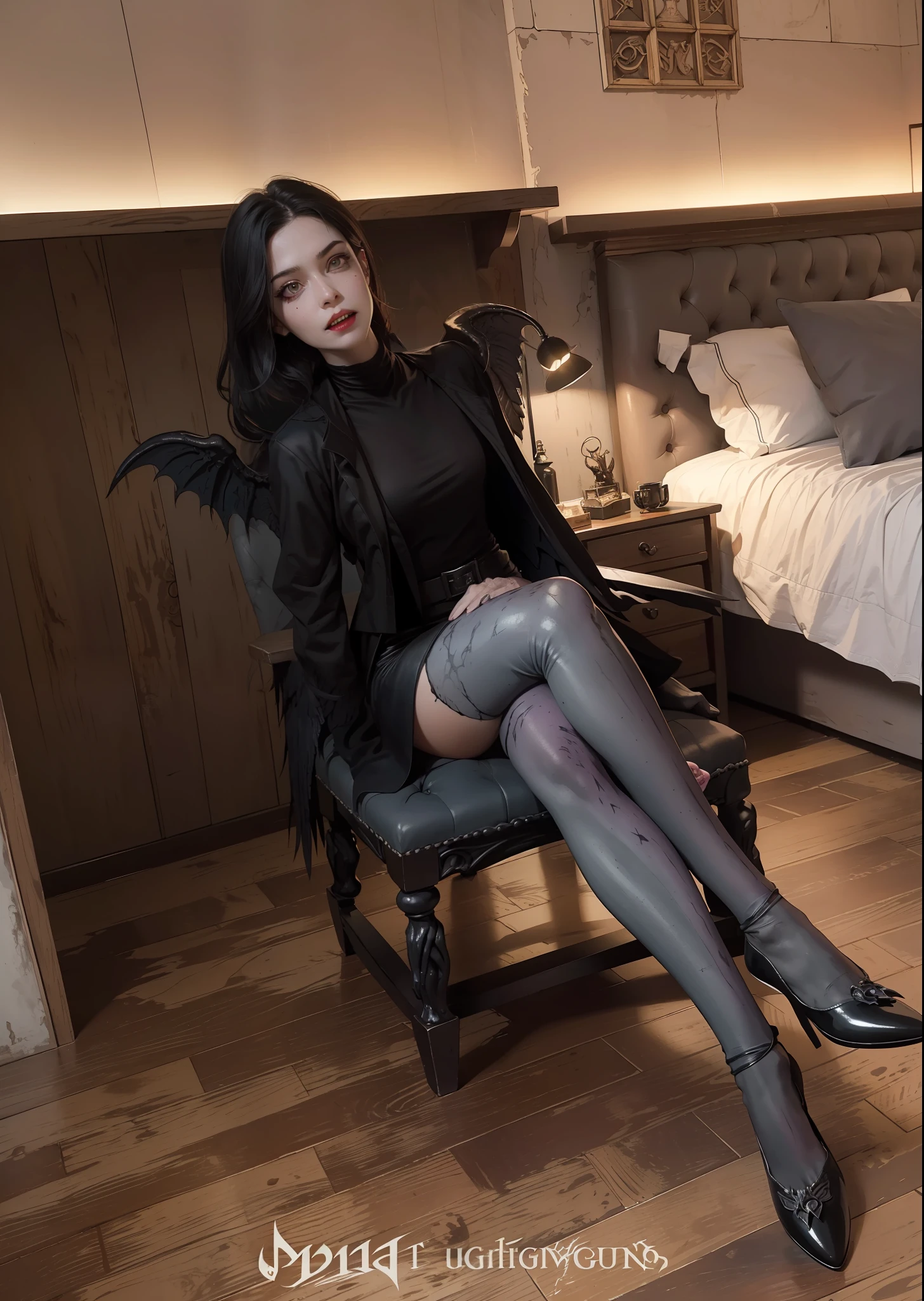 Fine matte paint,Skeleton Dark Angel, Haunted castle with large wings, Fill the drawing table with a knife,terroral,uncanny,horrid,secret terror,tentaculata,grape trees,The eye,uncanny valley effect teeth,all fours,Critters,Blood Moon,Sharp fangs,vampire tooth,Blood
