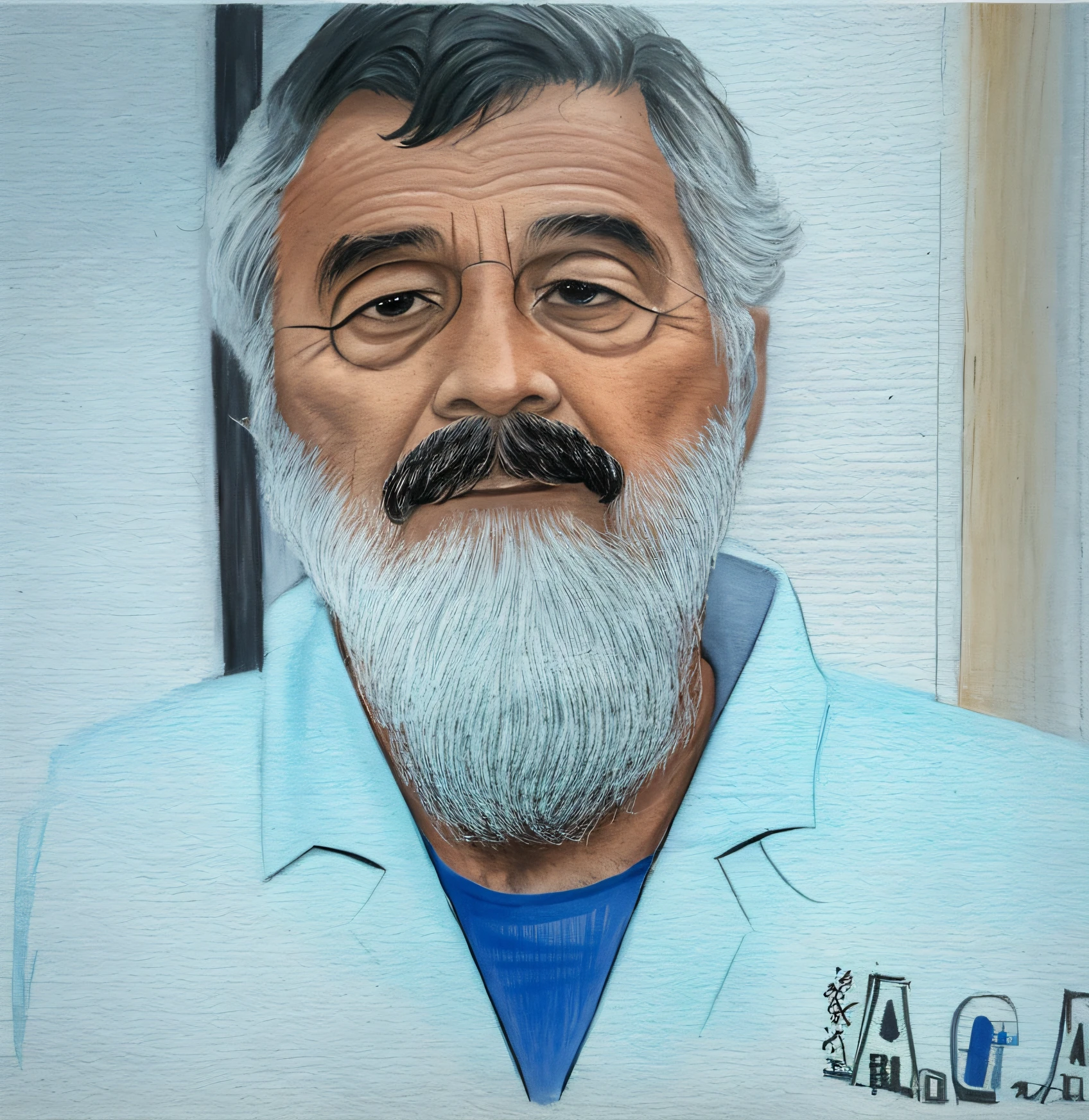 um professor de luta, desenho realista,de bigode
