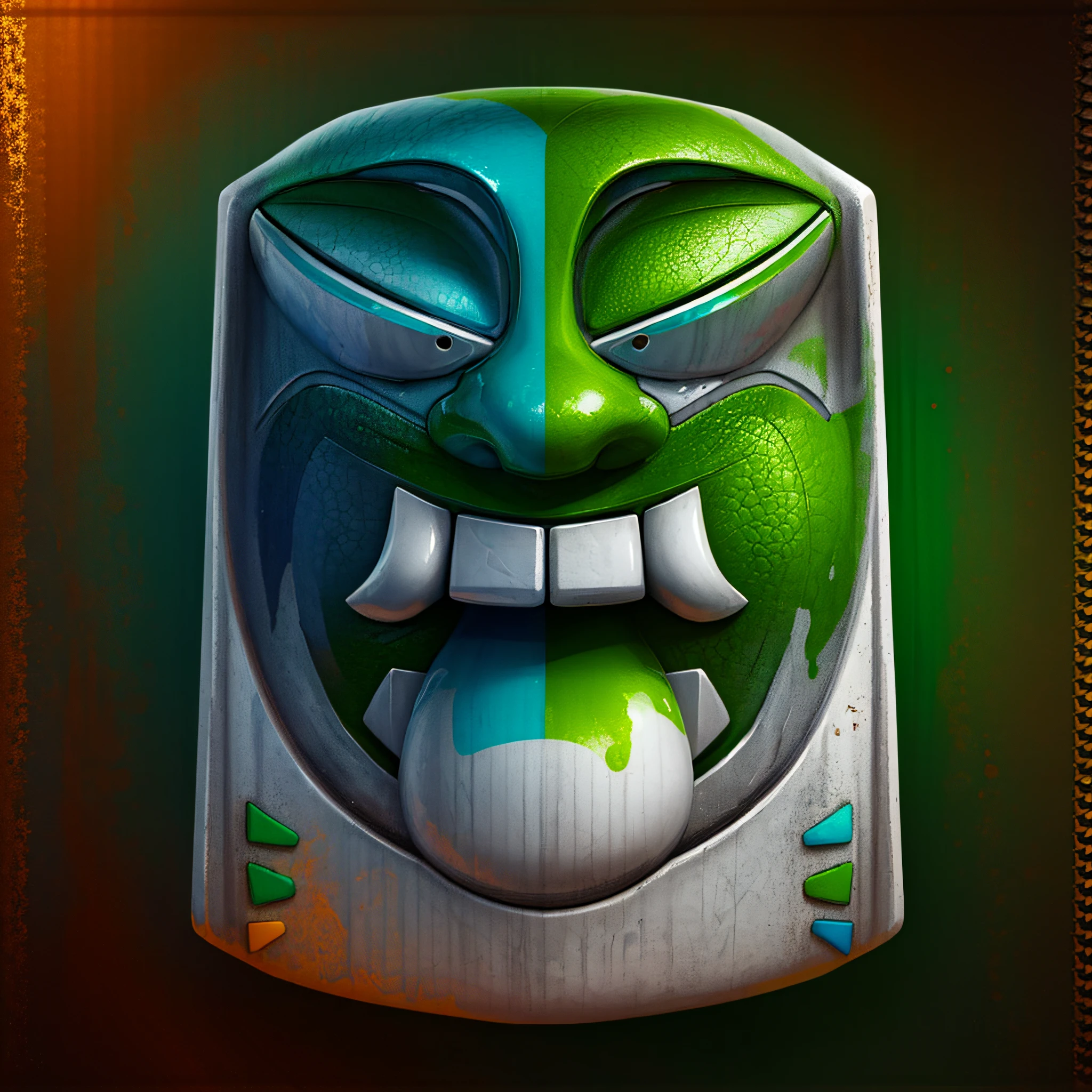 green color,Mayan Totem,vibrant with colors,The texture is strong,gameicon,highest masterpiece,HighestQuali,lisses