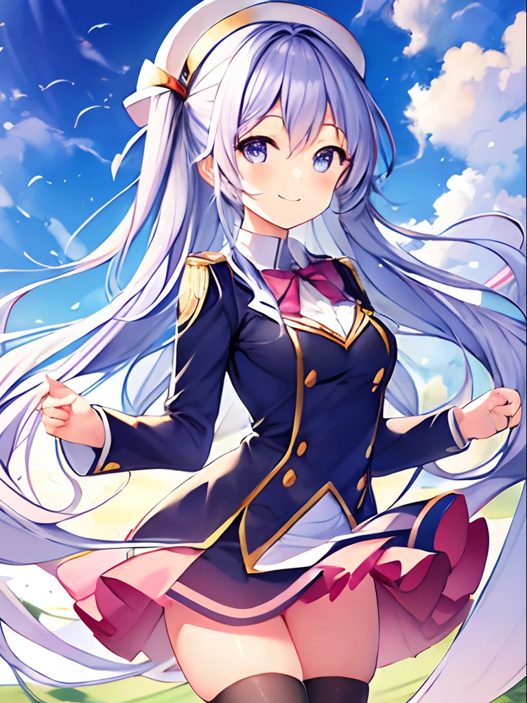 The finest illustration with the theme of the smile of a girl in a cute uniform,With over-the-knee socks。