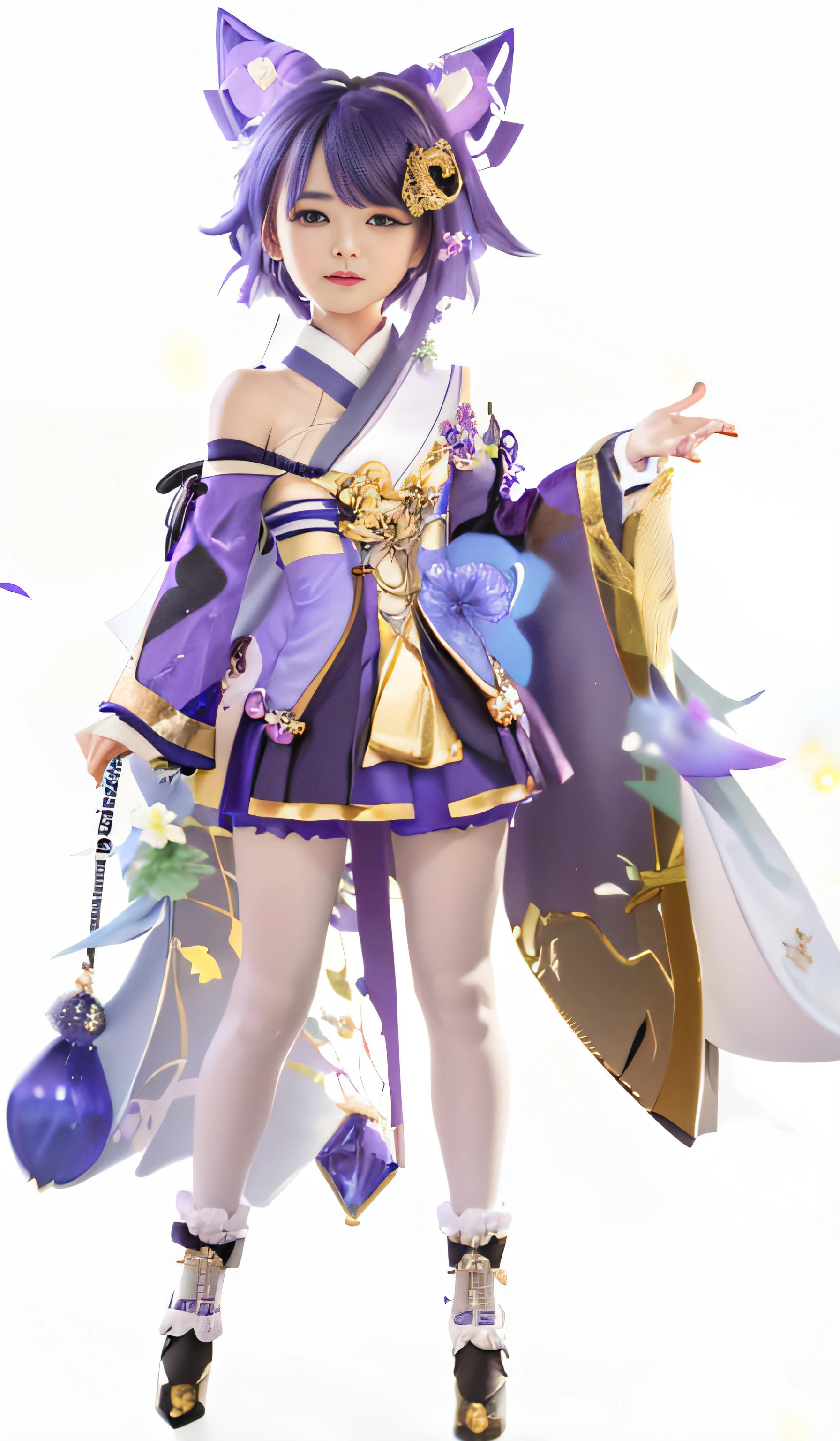 a close up of a woman in a purple outfit holding a sword, zhongli from genshin impact, Keqing from Genshin Impact, Ayaka Genshin impact, ayaka game genshin impact, full-body xianxia, render of april, render of a cute 3d anime girl, Guviz, Genshin, Genshin impact's character