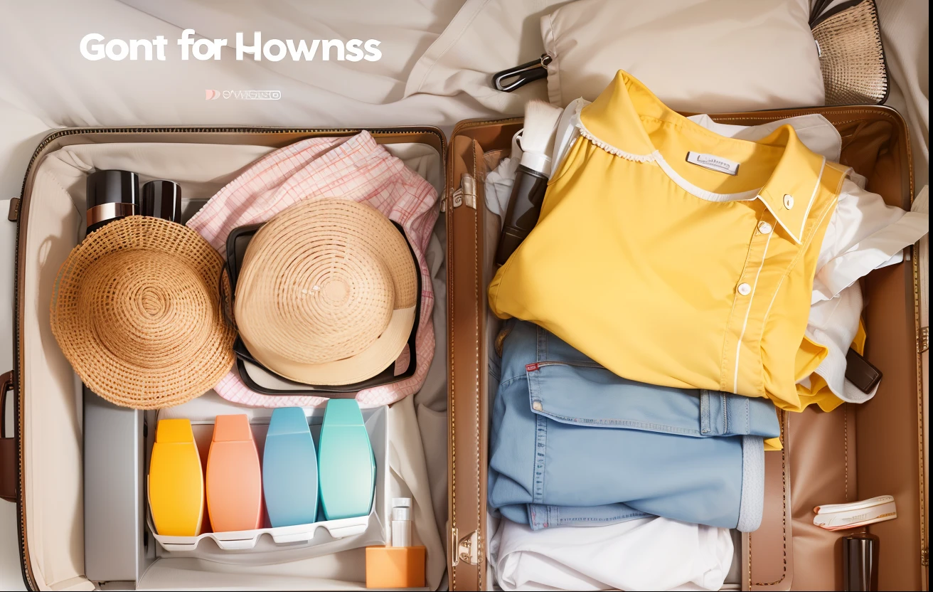 Open your suitcase and fill it with clothes and cosmetics
