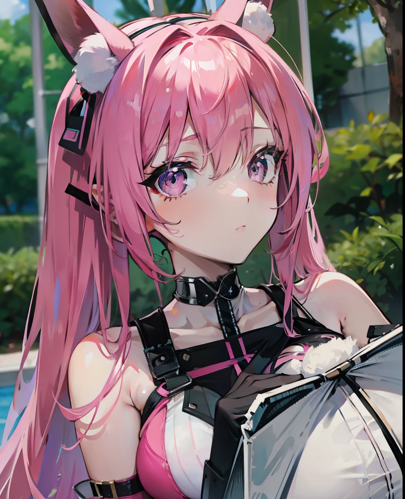 Pink delicate hair,Sexy big breasts,Affectionate fan eyes,Rabbit ears,dual horsetail
