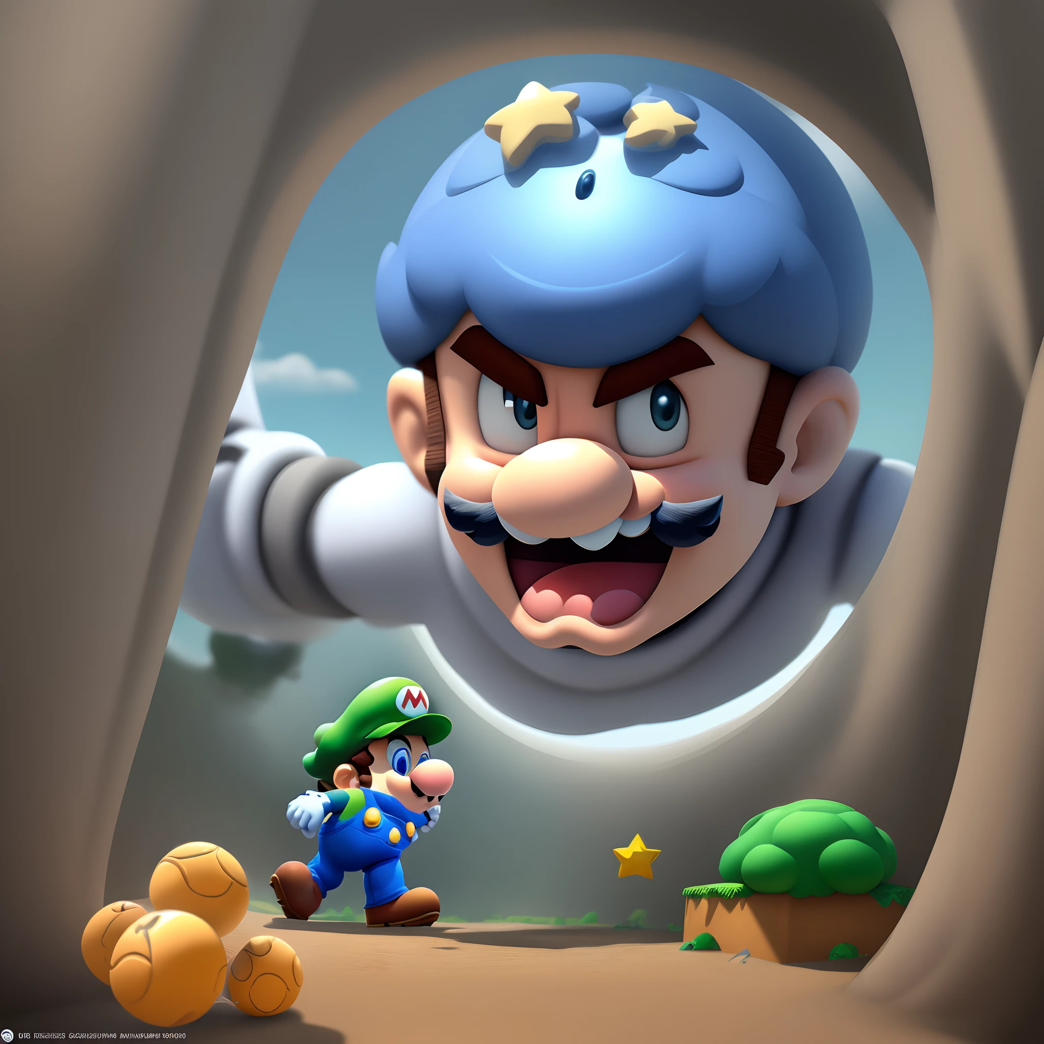 Crie uma imagem do super mario modo futurista