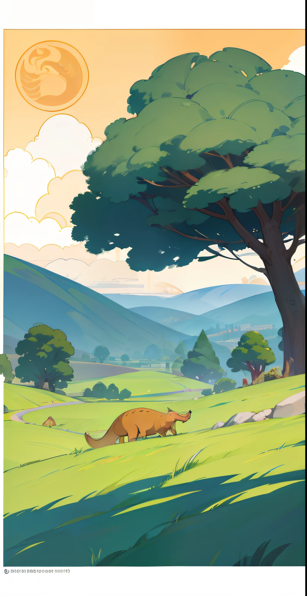 illustration,Cartoon drawing,Flat style illustration,Children's drawing,dinosaurs,A plant,The tree,big trees,Small tree,Age of Dinosaurs,Prehistoric giant tree,Prehistoric behemoths,Rich composition,A variety of dinosaurs,Ecological diversity,Rich environment,over distances,group portraits,Natural grassland,volcanoes,sunraise,Landscape coloring page with flora and fauna, Radiant,epic,Magnificent,Chao yang, coloring book page, colouring - in sheet, Coloring book outline, coloring page, full page illustration, line art colouring page, full page illustration, coloring page, coloring page, Detailed 2D illustration, clean coloring book page, coloring page, “a dinosaur market, detailed digital illustration, Official illustration, cartoon style, 3D, 8k, HDR, high definition, cinematic grain.