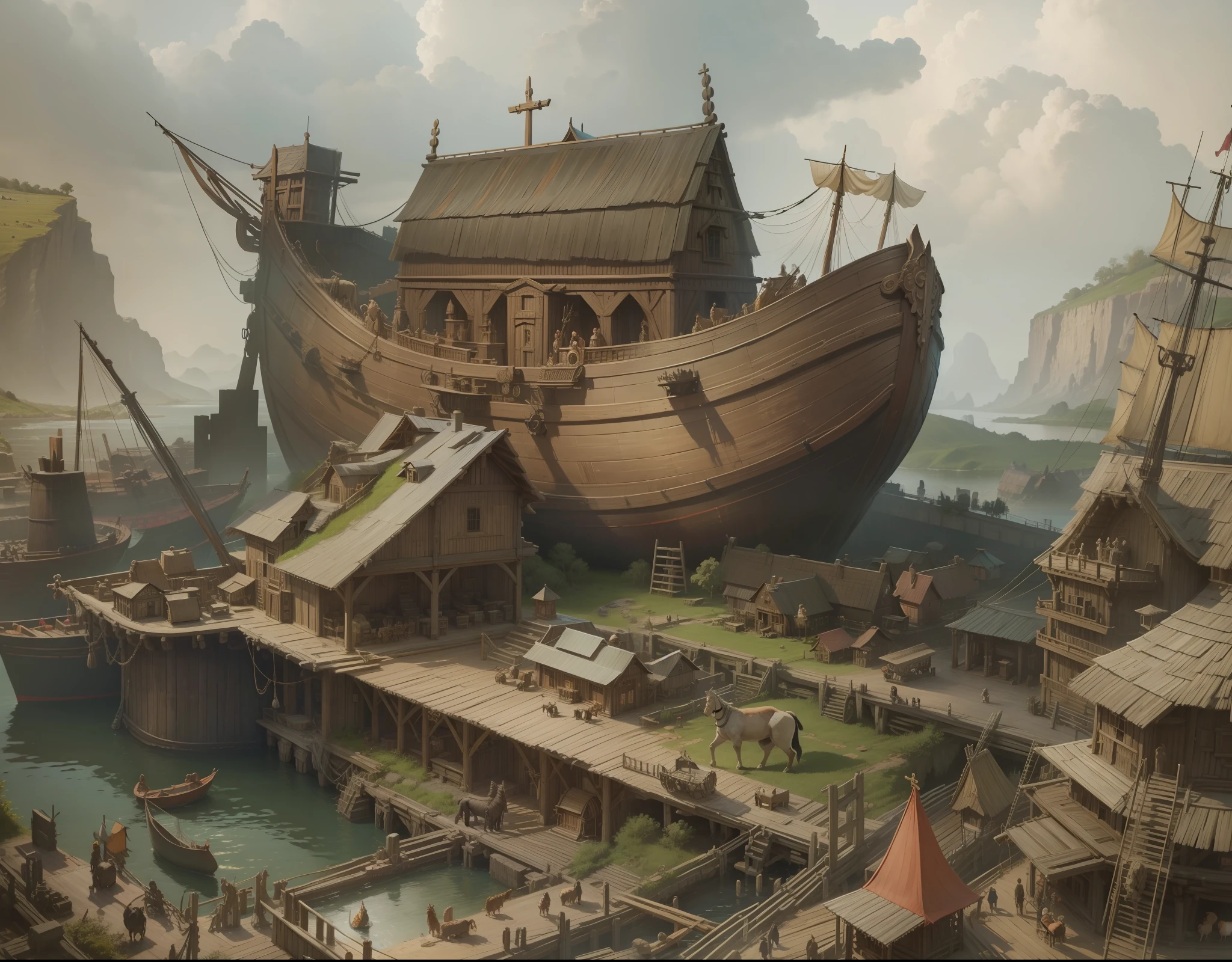 Noah's ark with details, realistic, cinematic, 4k