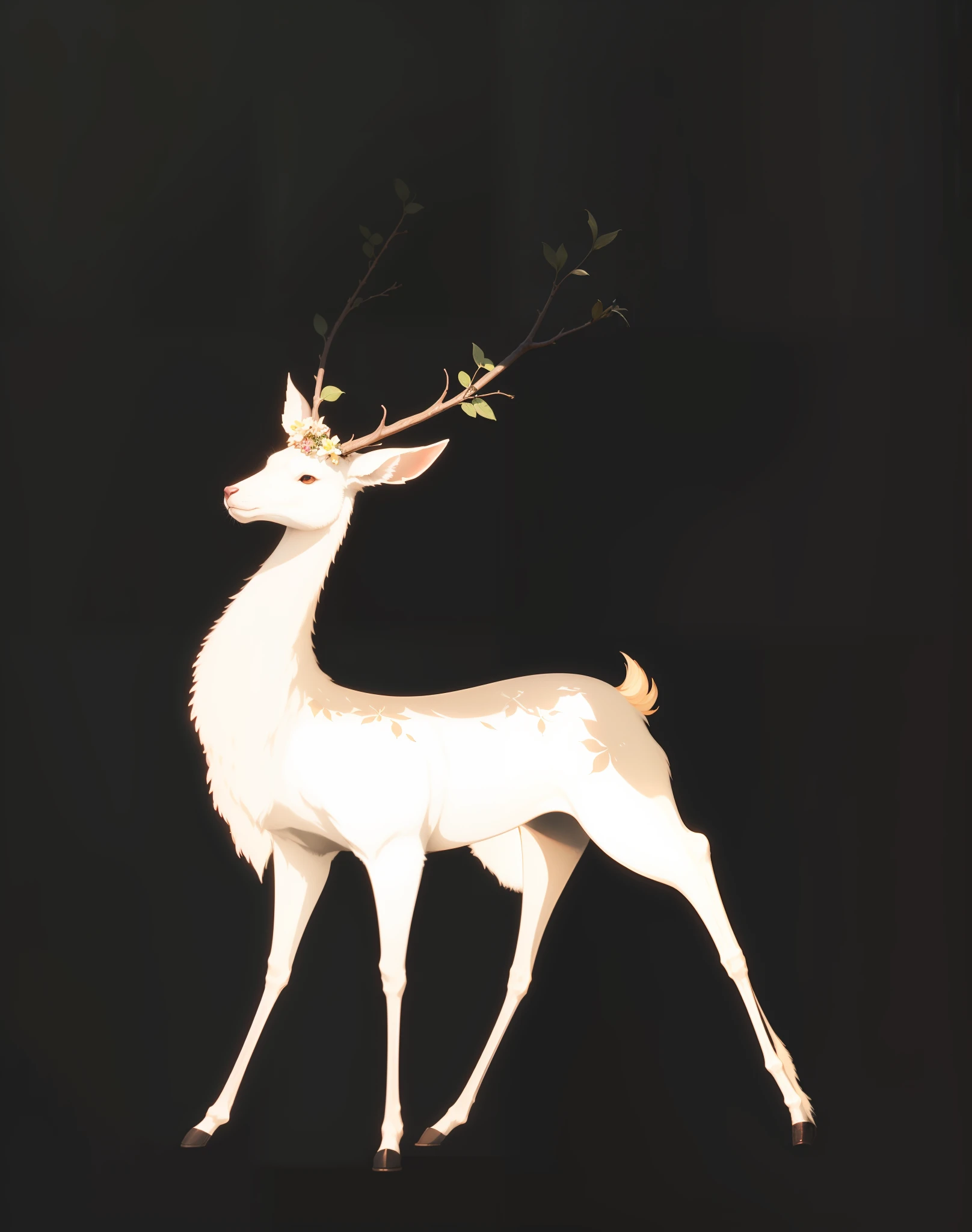 真实感,Beautiful,Lots of flowers on the antlers,rays of sunshine,warmth,Surrounded by spring