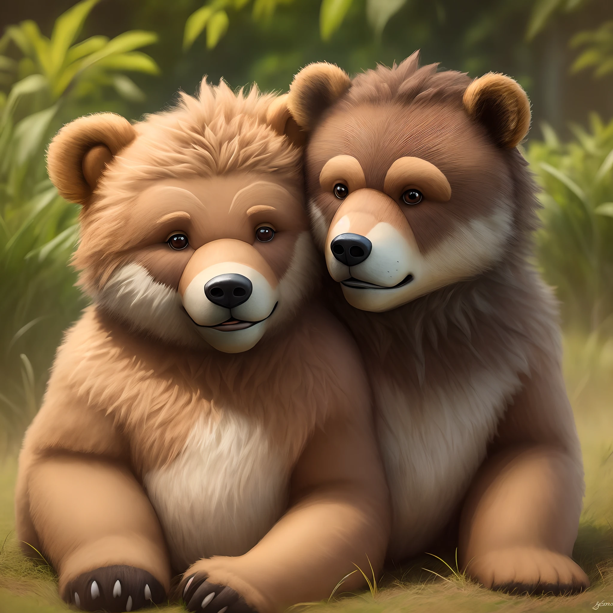 Um besouro com um urso pardo