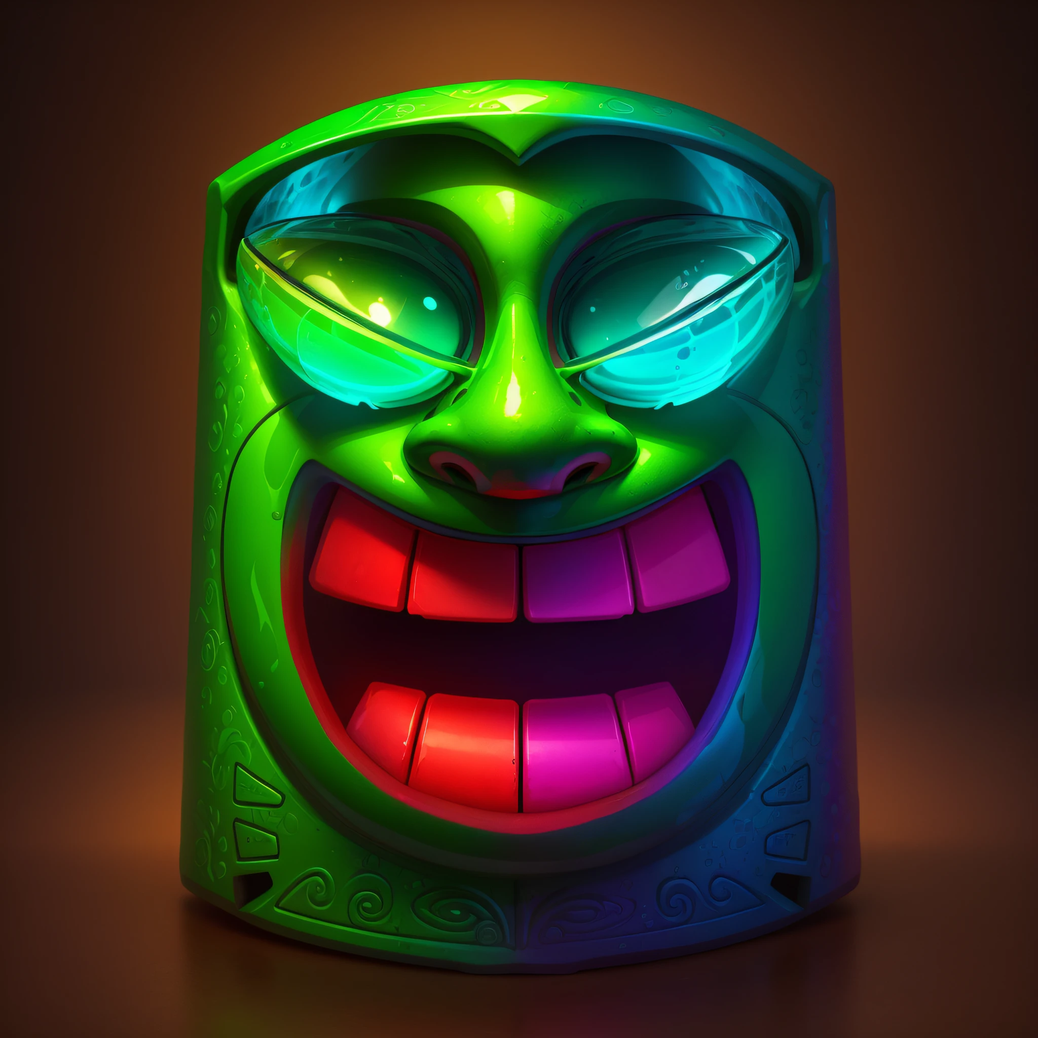(green color),Mayan Totem,vibrant with colors,steins,The texture is strong,gameicon,highest masterpiece,HighestQuali,lisses