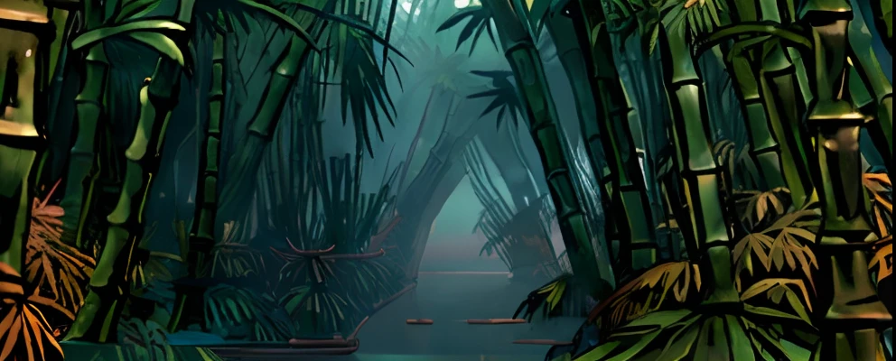 (Thick bamboo forest located in the wilderness of China), darkest dungeon