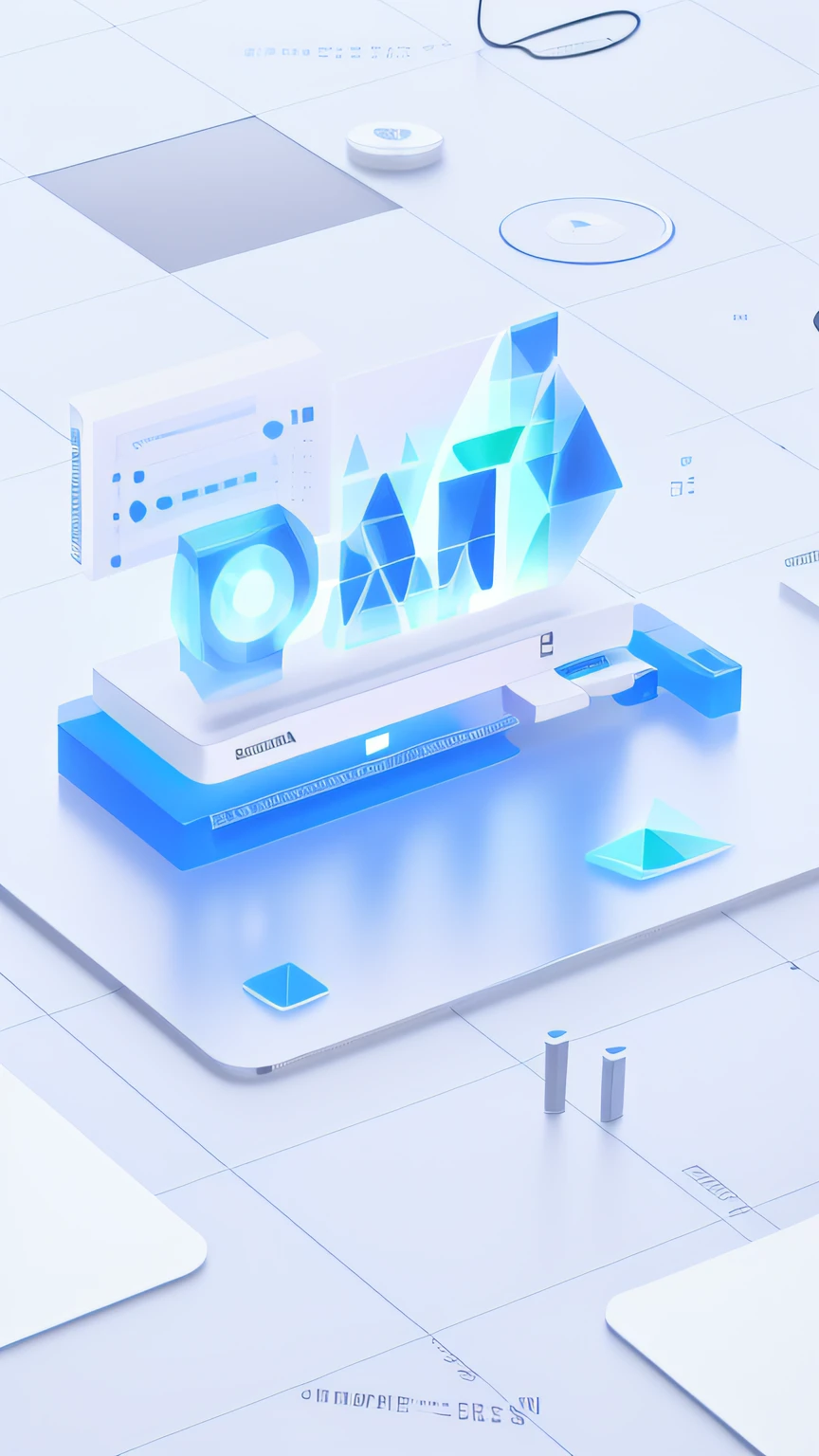There is a computer and a keyboard on the table with data bars, take control of your data, abstract art representing data, data, data holograms, DataNFT as a data avatar, explosion of data fragments, data visualization, Data Mosh, depicted as a 3 d render, corrupted data, databending, in realistic data center