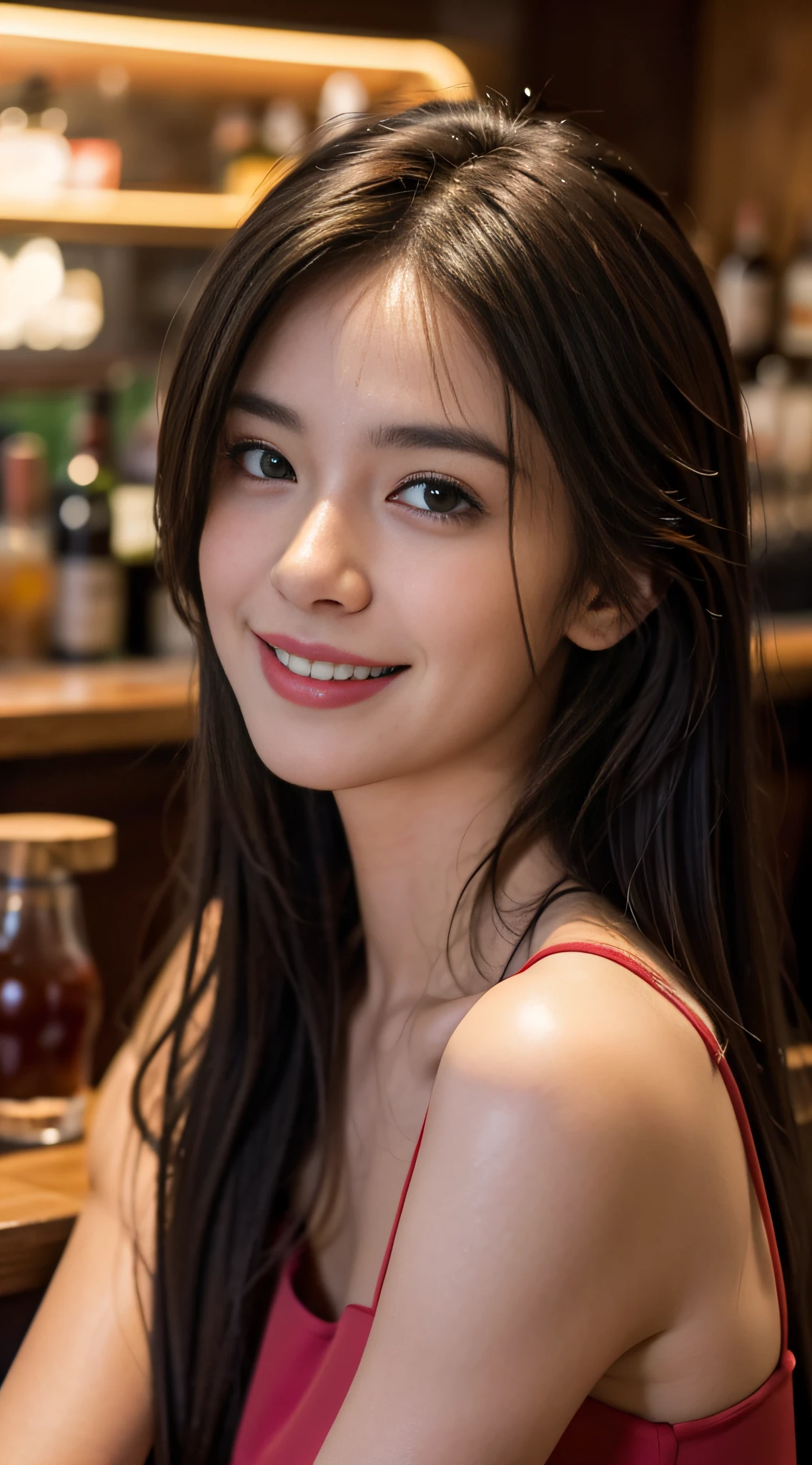 smiling woman, in a bar
cumhair , hair
masterpiece, 8k, raw photo, ultra realistic, highly detailed