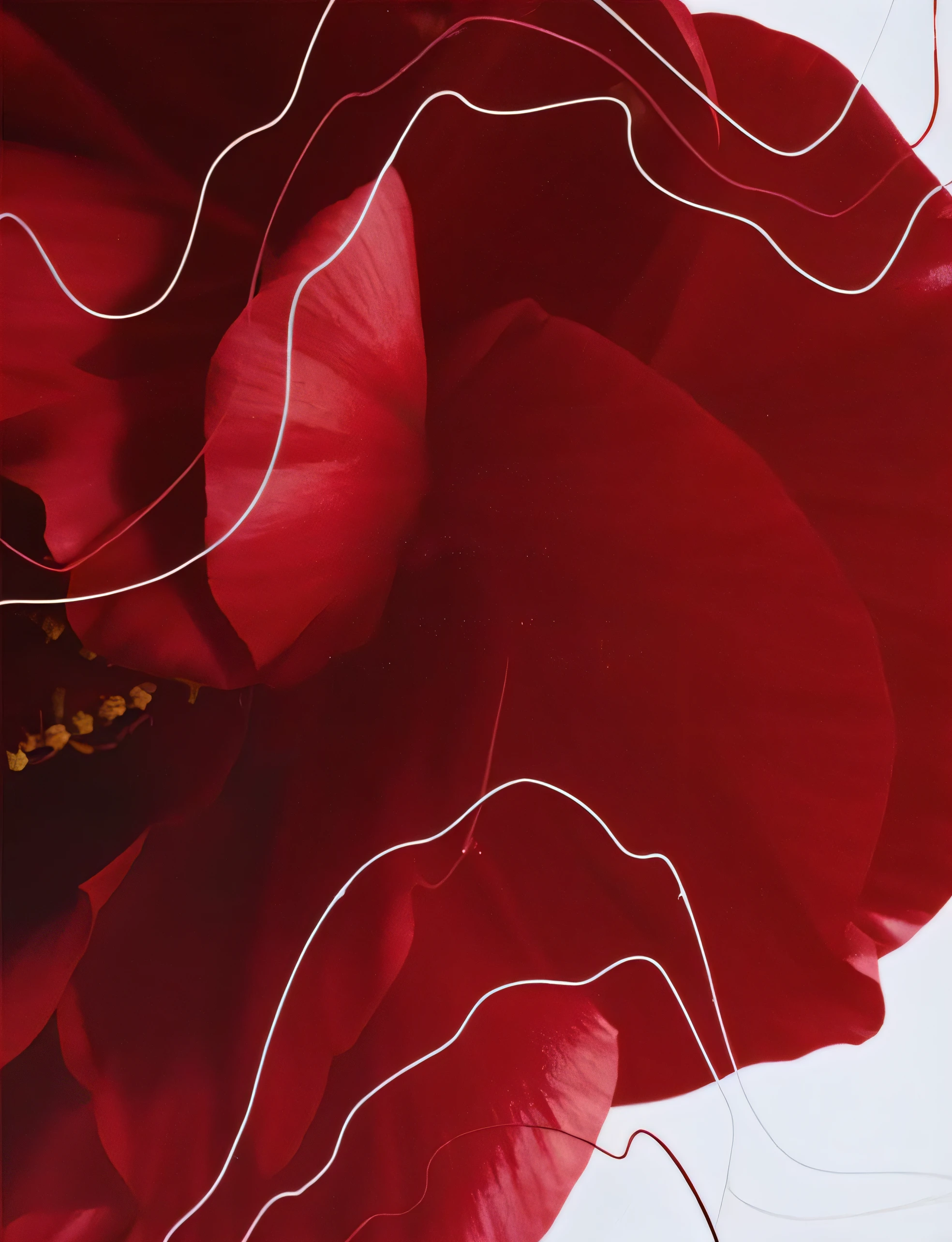 Close up of red flowers on white background, promo art, Blooming rhythm, author：Anna Fossley, celestial red flowers vibe, Red flower, Clear contours - lines, 2 0 1 8, 2018, Clear contour lines, falling red petals, peter saville, glimpse of red,