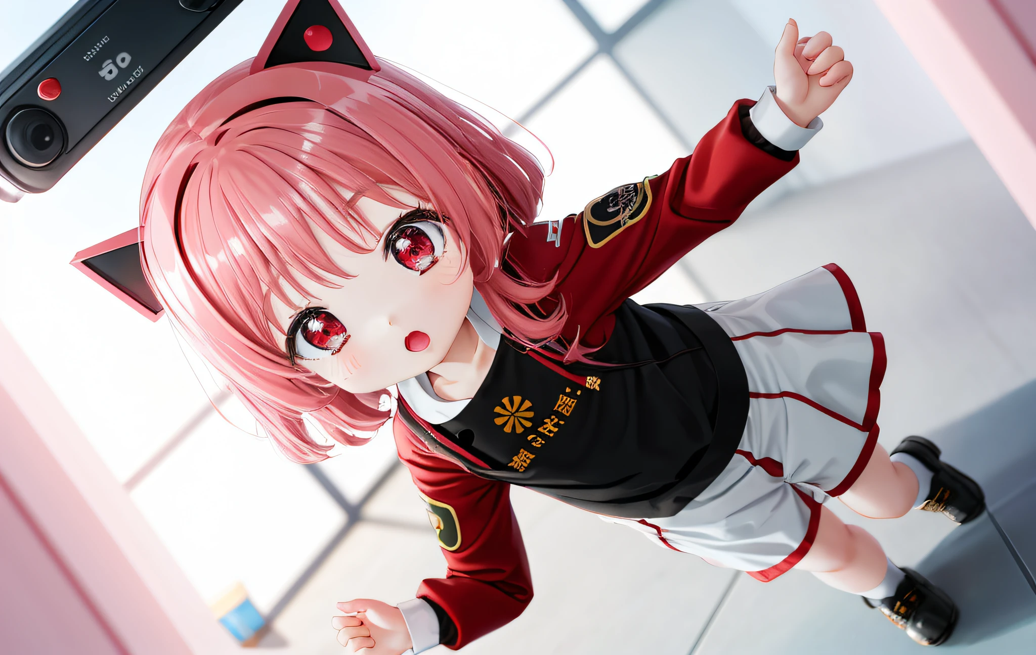 Pop Mart Blind Box IP、Close up of cute red knight doll、Young One Angel Style、Wear longer, Dress fluently、Lop style、Poseline doll、Little people々々々。unreal enginee 5、Light 3D/C4D production: 8K HD quality/illuminating/Ultra-fine lens description 1.5、flawless、Chibi Background/Cinematic。