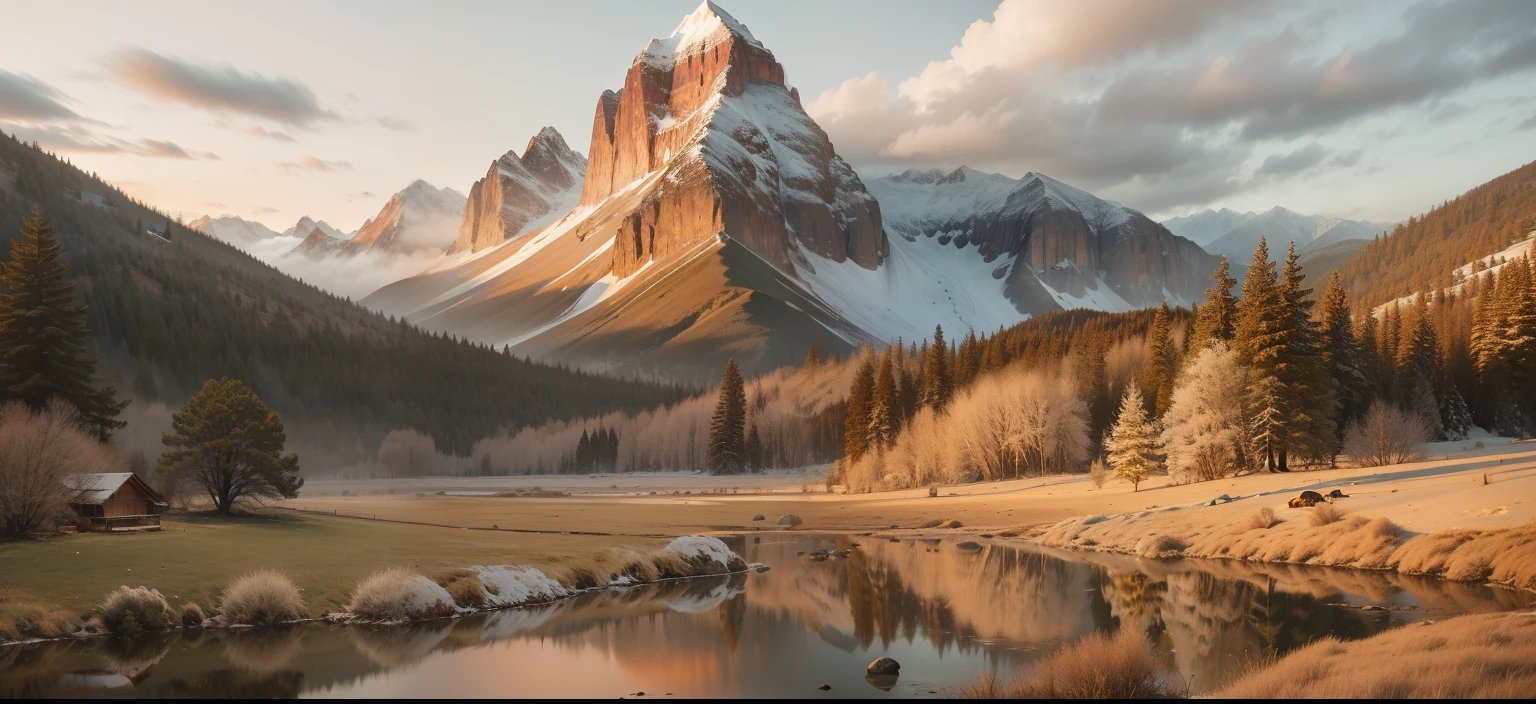Beautiful mountain, morning seen, animal,
