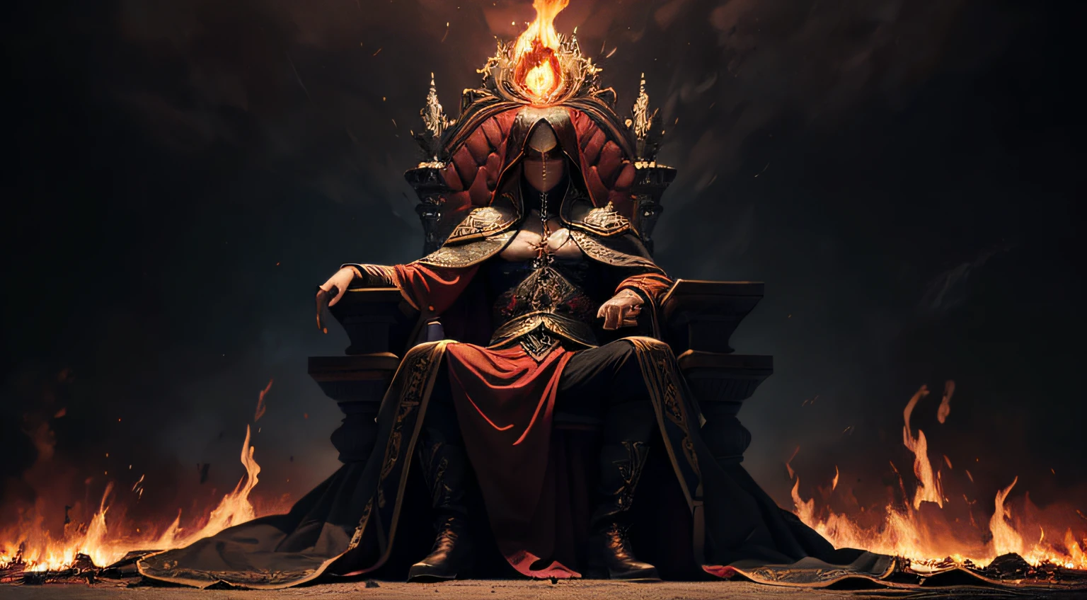 I am the shadow - with the eyes, eyes of fire
I will fulfill your every - hellish desire
Come sit on this throne - here beside me and be mine
And we'll watch the flames get higher and higher and higher and
Higher...