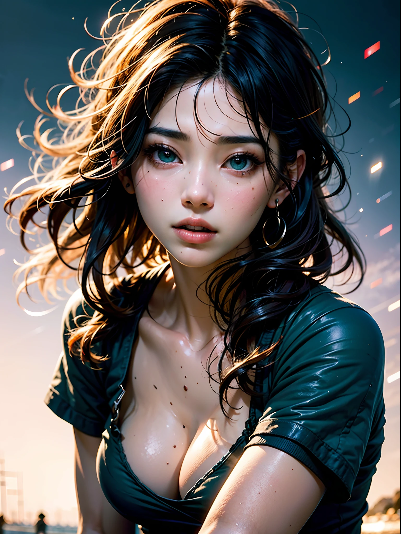 (((sfw))),8k, RAW photo, best quality, masterpiece, high detail RAW color photo, professional photograph, (realistic, photorealistic:1.37), (high detailed skin:1.2), high resolution, beautiful detailed eyes, (hard focus:1.4), (sharp focus:1.4),
light layer , (Professional lighting:1.2) , (perfect details:1.1),masterpiece , realistic , shape focus , photoreaslistic
,
parted_lips, slender face,
(disheveled hair), Layered lob with beachy waves, Undercut, red eye color, suggestive look,
(extremeface closeup), pov, (((depth of field))), pale and lustrous skin,
gigantic breasts,
bokeh, lens flare, (vignette:0.8), dramatic lighting, cinematic lighting, back light, professional lighting, physically-based rendering, ulzzang-6500-v1.1, pureerosface_v1.