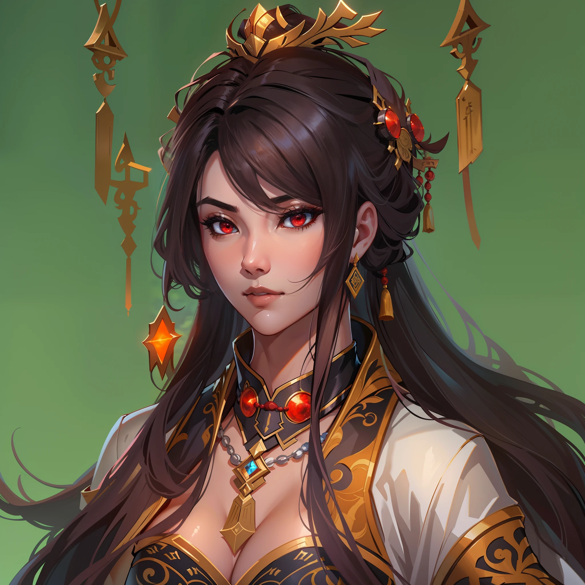 a close up of a strong woman in her 30's, with purple eyes and grey-brown hair, wearing a black and purple ball gown dress, a heroine with purple eyes, martial artist holding polearm, standing in a chinese temple, new costume concept design, in the style of blade and soul, full body character concept, detailed character design, inspired by Yang Jin, inspired by Li Mei-Shu, chinese costume, inspired by Lan Ying, inspired by Sim Sa-Jeong, inspired by Li Tang, lunar themed attire, costume with blue accents, inspired by Ju Lian, colored concept art, highly detailed character design, highly detailed face, inspired by Ai Xuan, very highly detailed face, unreal engine render, final fantasy 14 style, inspired by Leng Mei