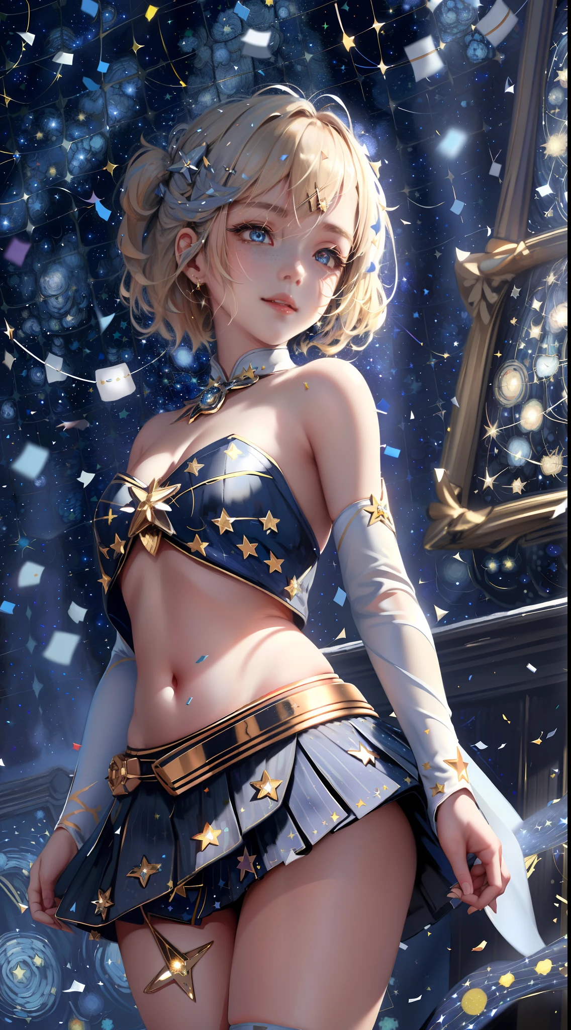 anime girl,to stand,holding on to boobs,soft,Cute,Sparkling eyes,flawless beauty,Dressed in school uniforms,Long white hair,Colorful Hair Accessories,Bright and rich colors,innocent smile,magical background,Fantasy atmosphere,Vivid details,hight resolution,anime-style,an artistic,Playful pose,plump lips,glossy skin,expressive eyebrows,Twinkling stars,Dazzling light,Artistic shading,Vibrant and dynamic works of art,Fairytale lighting,sharp-focus,hint of the blush,pixie cut,Stylish outfit,Mesmerizing eyes,Cute and charming facial expression,mesmerizing stare,Charming and attractive appearance,Feminine charm,Unearthly beauty,Imaginary Surroundings,delicate features