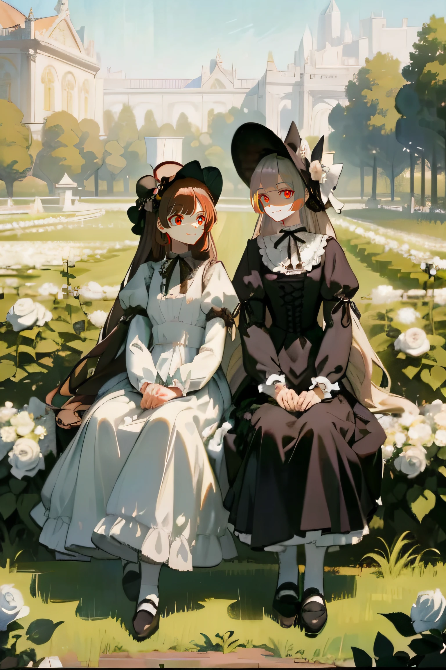 (s the perfect face,Smiling,Look at each other,One with red eyes,One has yellow eyes)